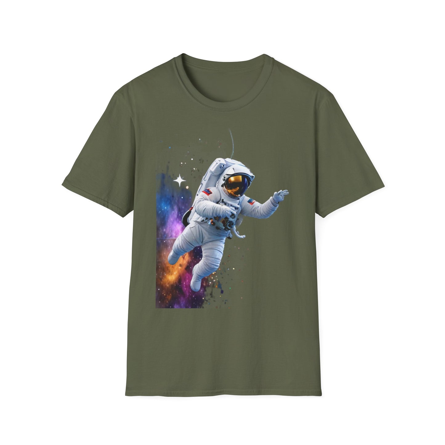 Cosmic Explorer Unisex Softstyle T-Shirt - Astronaut in Space Design