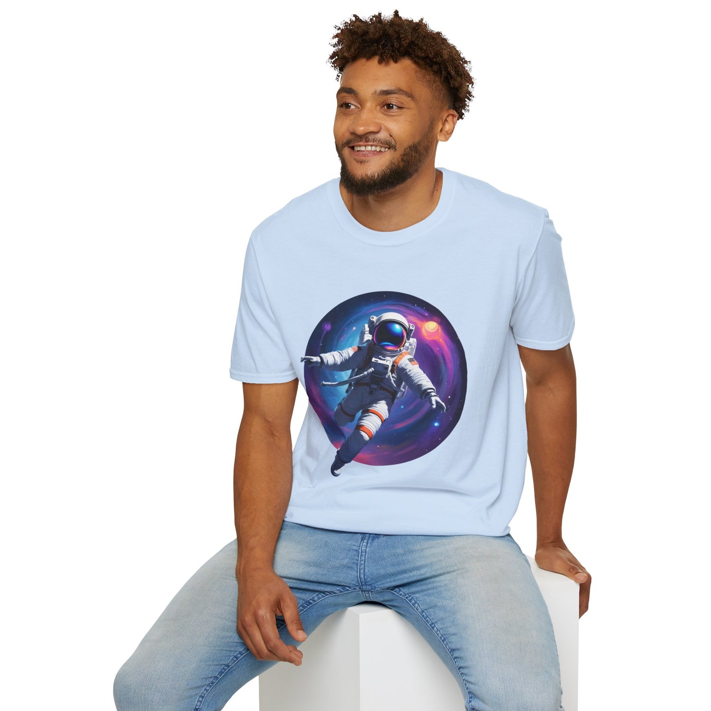 Cosmic Astronaut Unisex Softstyle T-Shirt | Space Theme Graphic Tee