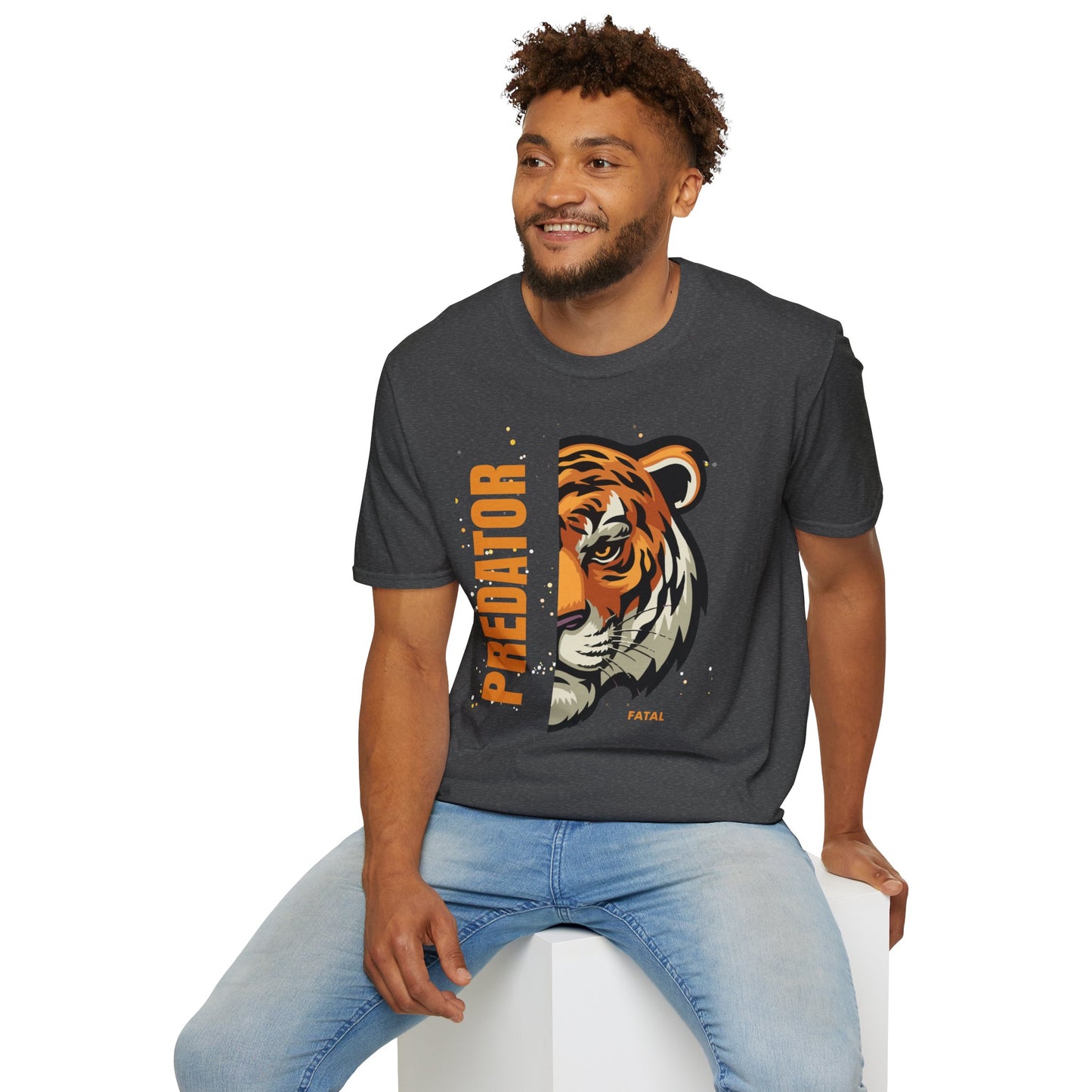 Predator Tiger Graphic Unisex Softstyle T-Shirt - Fierce Wild Animal Design