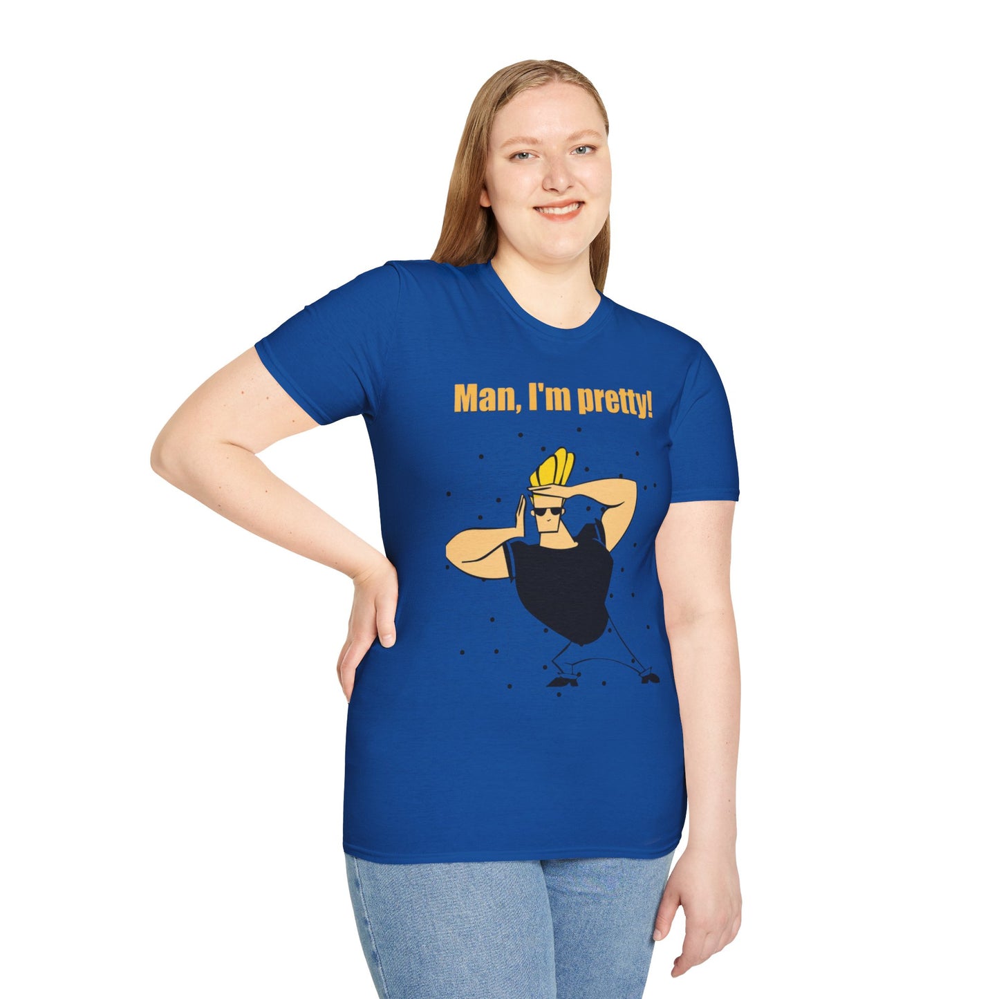Funny Cartoon T-Shirt - "Man, I'm Pretty!" - Unisex Softstyle Tee
