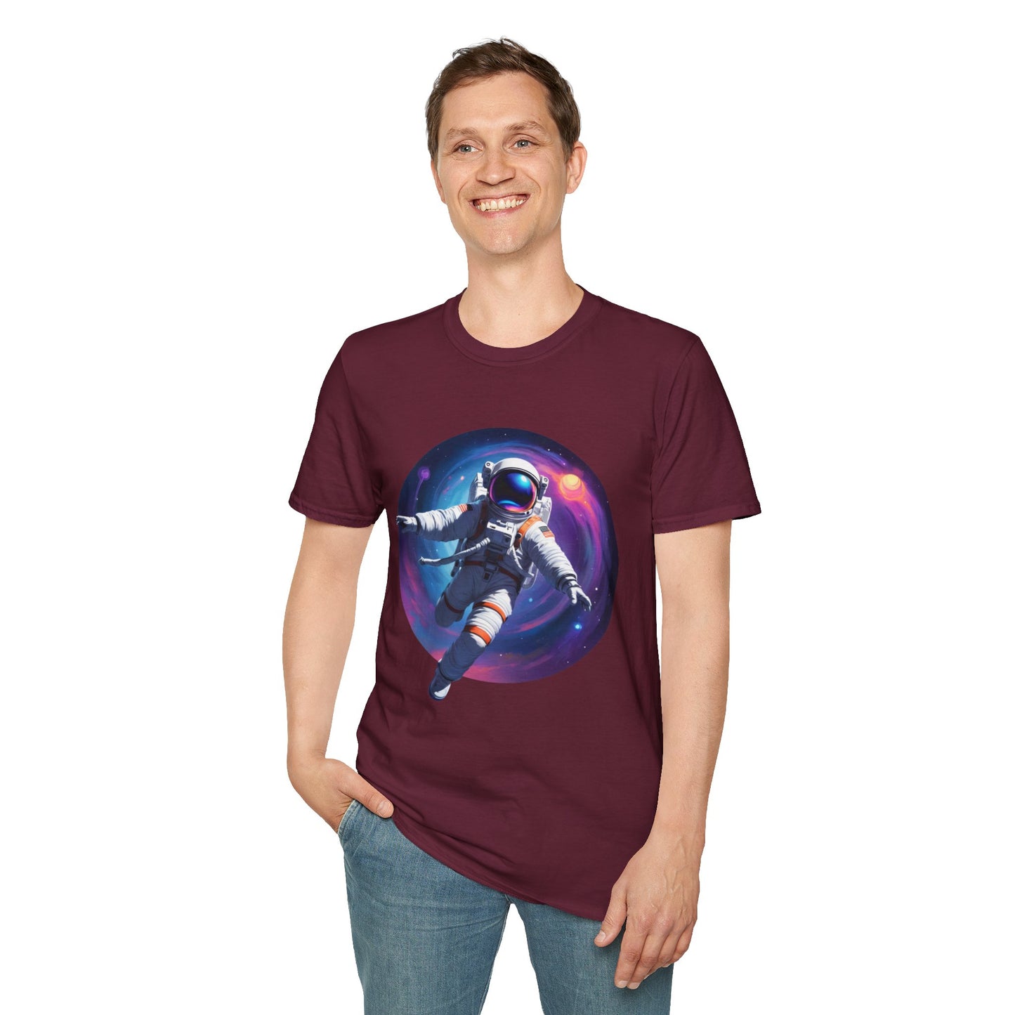 Cosmic Astronaut Unisex Softstyle T-Shirt | Space Theme Graphic Tee