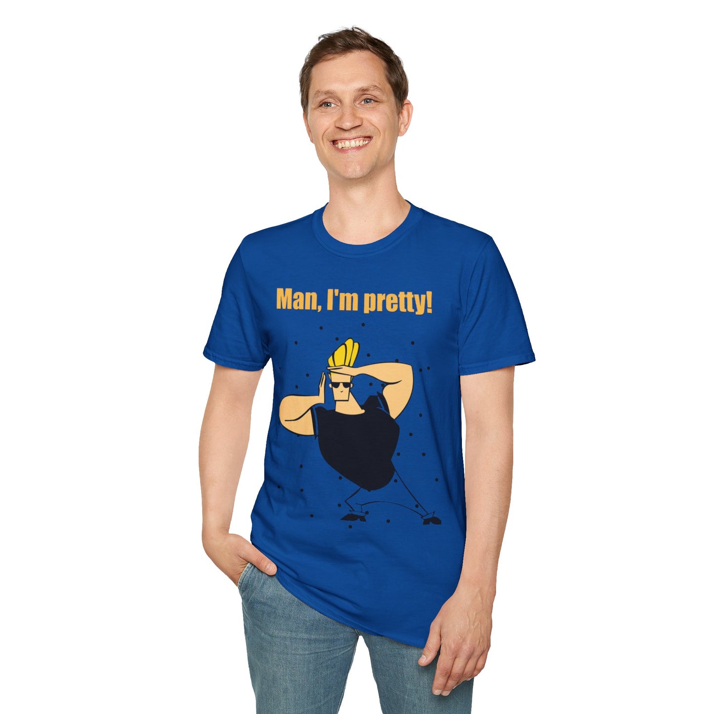Funny Cartoon T-Shirt - "Man, I'm Pretty!" - Unisex Softstyle Tee