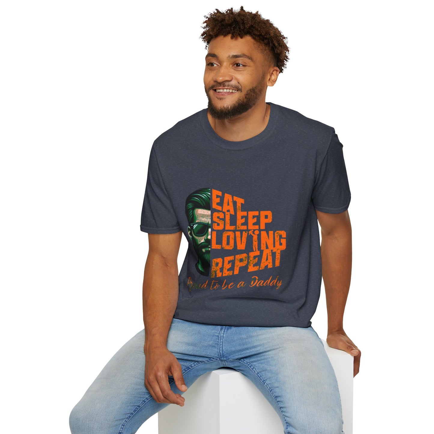 Proud Daddy Unisex Softstyle T-Shirt - Eat Sleep Loving Repeat