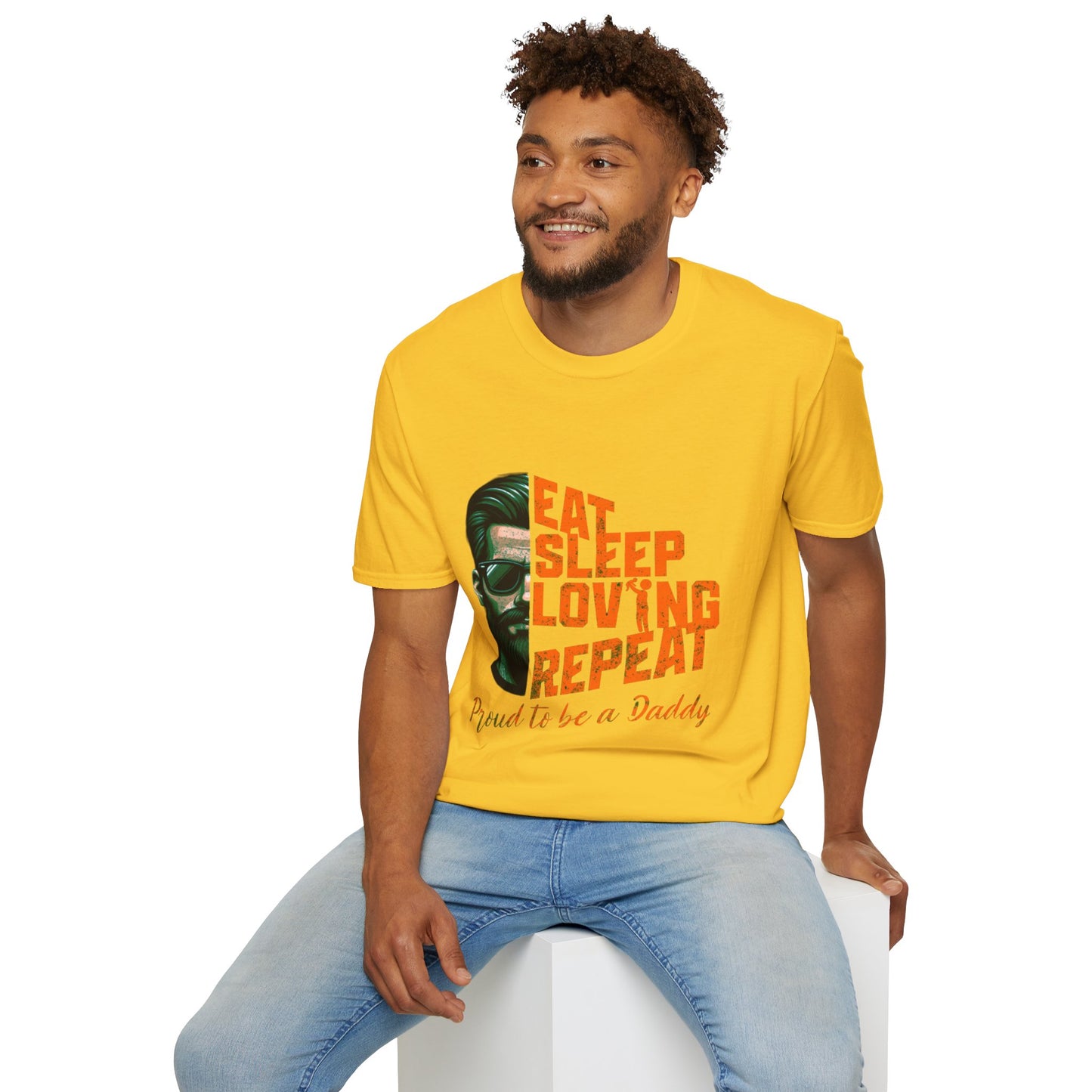 Proud Daddy Unisex Softstyle T-Shirt - Eat Sleep Loving Repeat