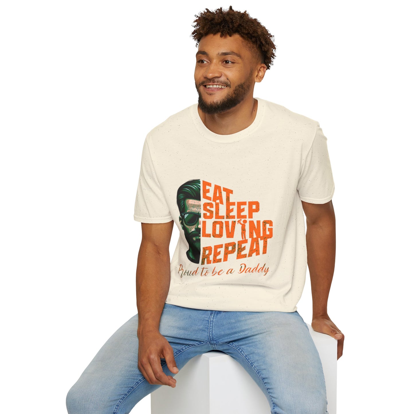 Proud Daddy Unisex Softstyle T-Shirt - Eat Sleep Loving Repeat