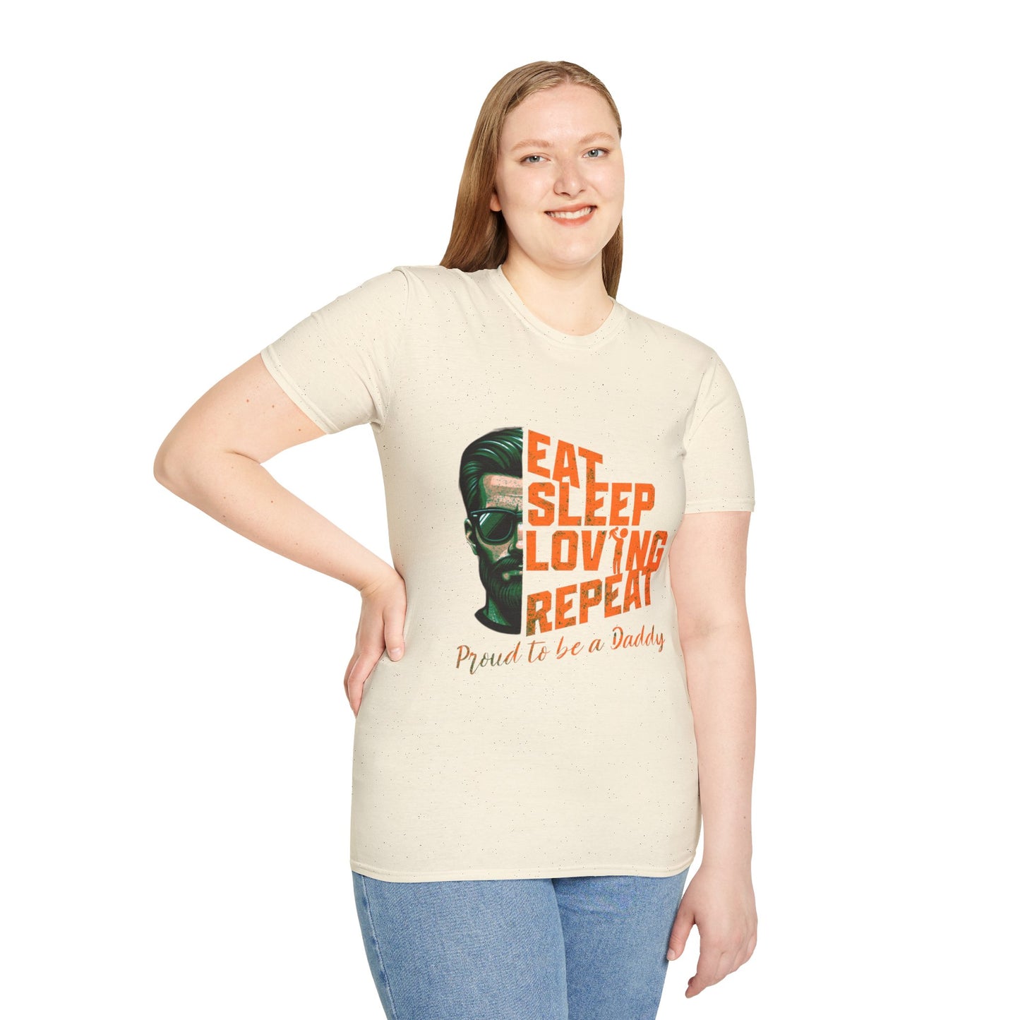 Proud Daddy Unisex Softstyle T-Shirt - Eat Sleep Loving Repeat