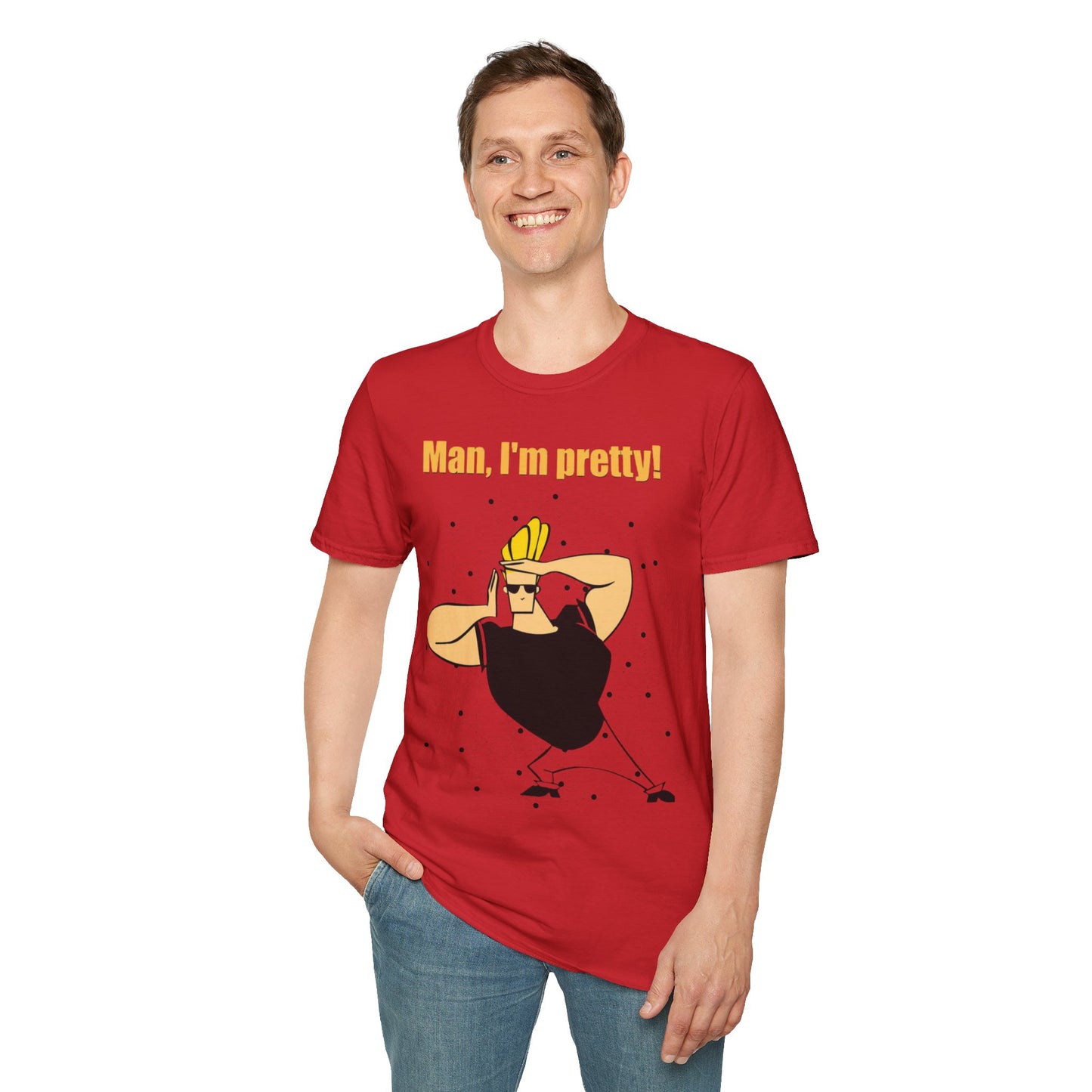 Funny Cartoon T-Shirt - "Man, I'm Pretty!" - Unisex Softstyle Tee
