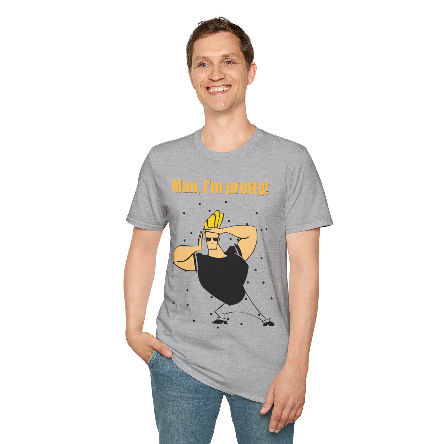 Funny Cartoon T-Shirt - "Man, I'm Pretty!" - Unisex Softstyle Tee