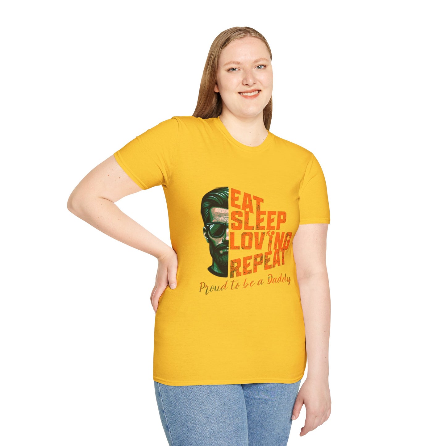 Proud Daddy Unisex Softstyle T-Shirt - Eat Sleep Loving Repeat
