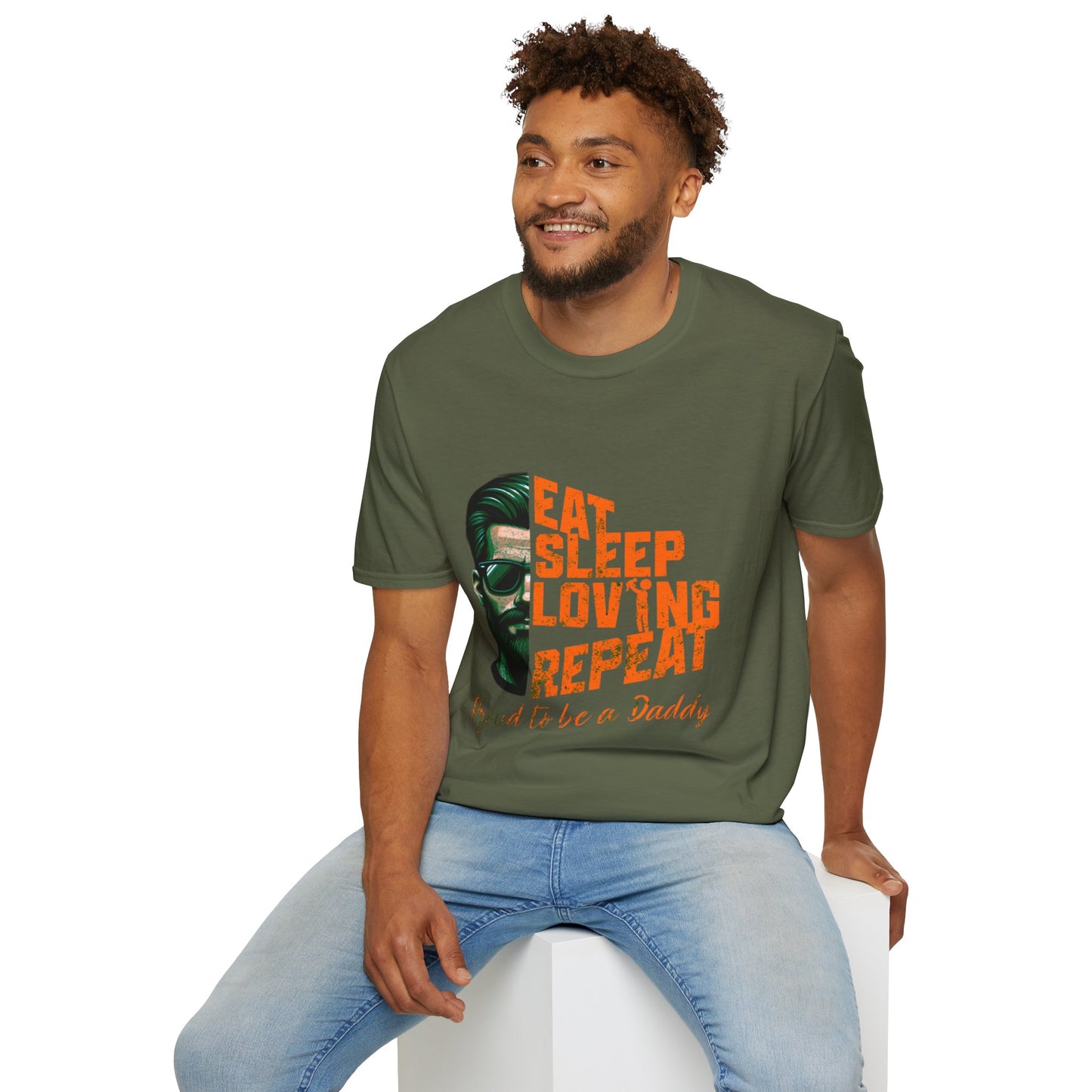 Proud Daddy Unisex Softstyle T-Shirt - Eat Sleep Loving Repeat