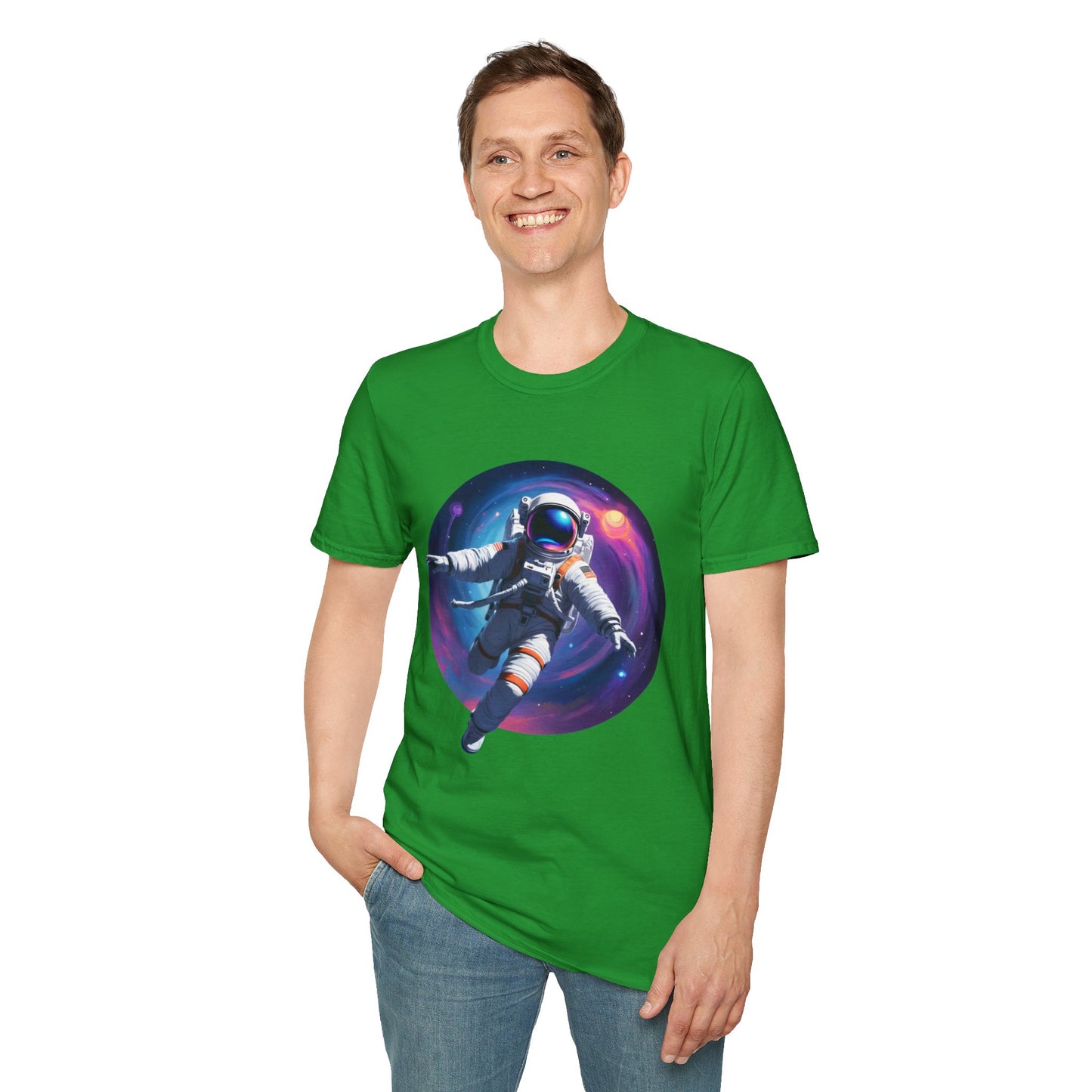 Cosmic Astronaut Unisex Softstyle T-Shirt | Space Theme Graphic Tee