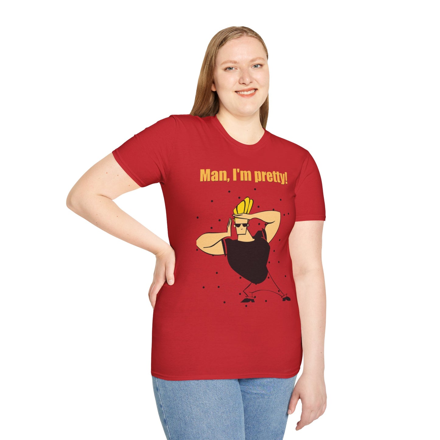 Funny Cartoon T-Shirt - "Man, I'm Pretty!" - Unisex Softstyle Tee