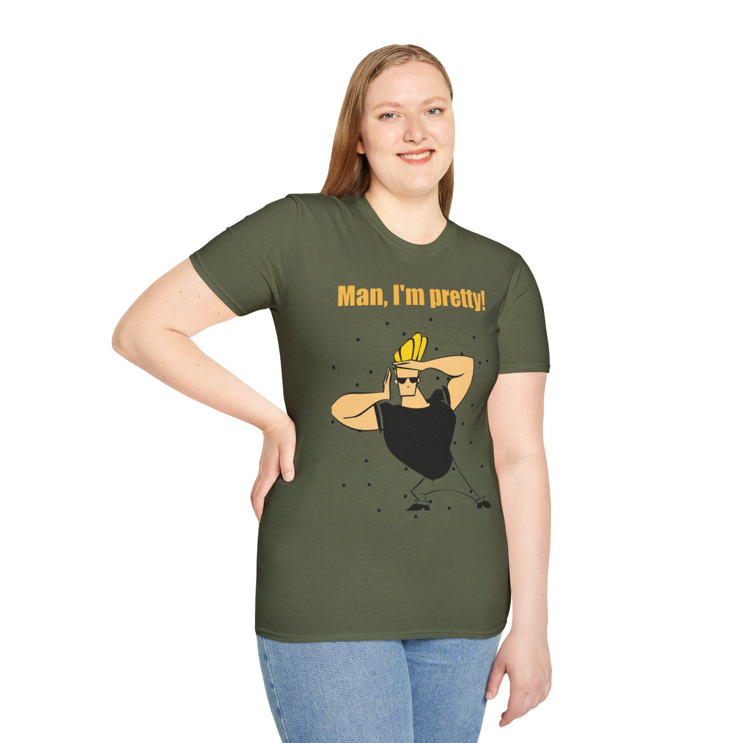 Funny Cartoon T-Shirt - "Man, I'm Pretty!" - Unisex Softstyle Tee