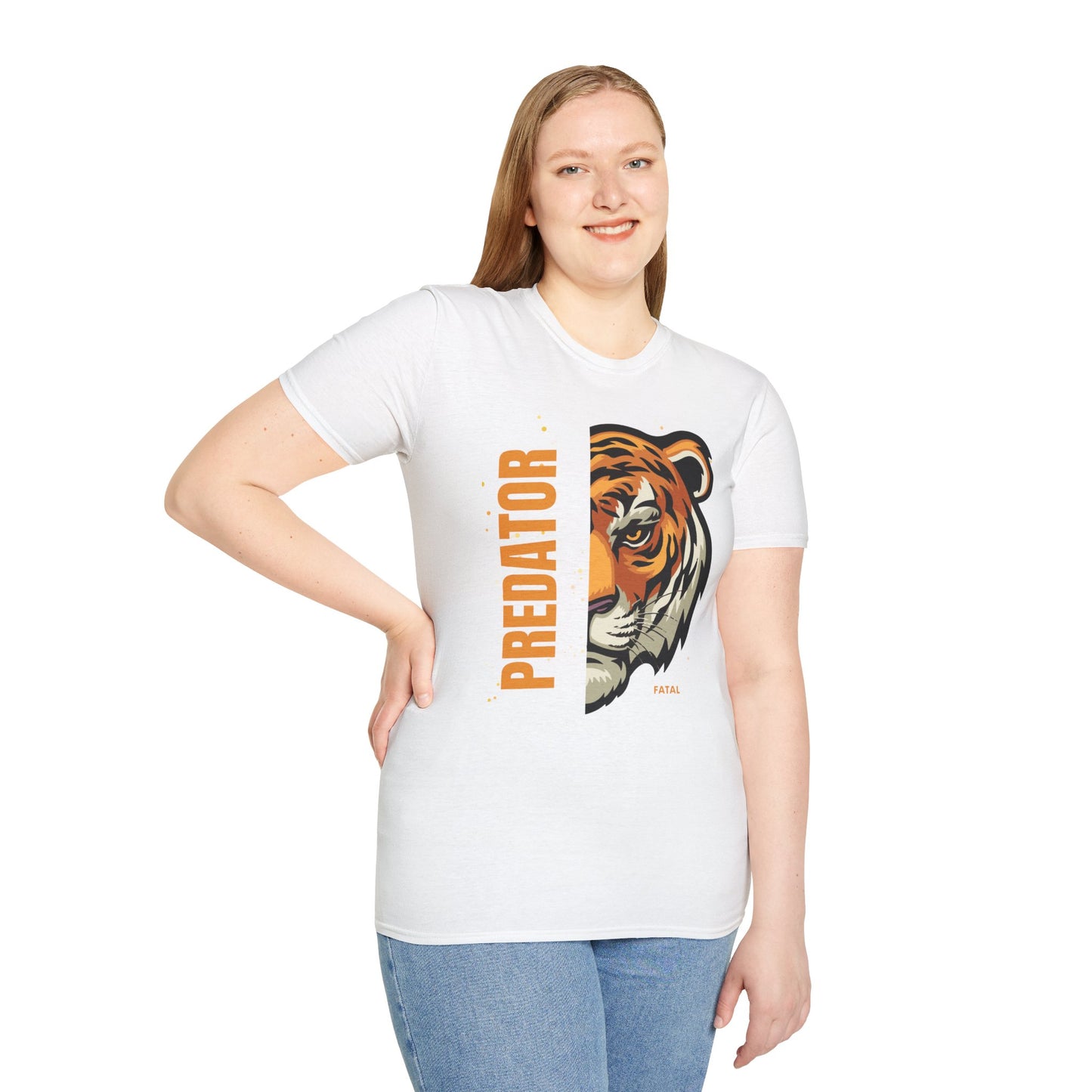 Predator Tiger Graphic Unisex Softstyle T-Shirt - Fierce Wild Animal Design