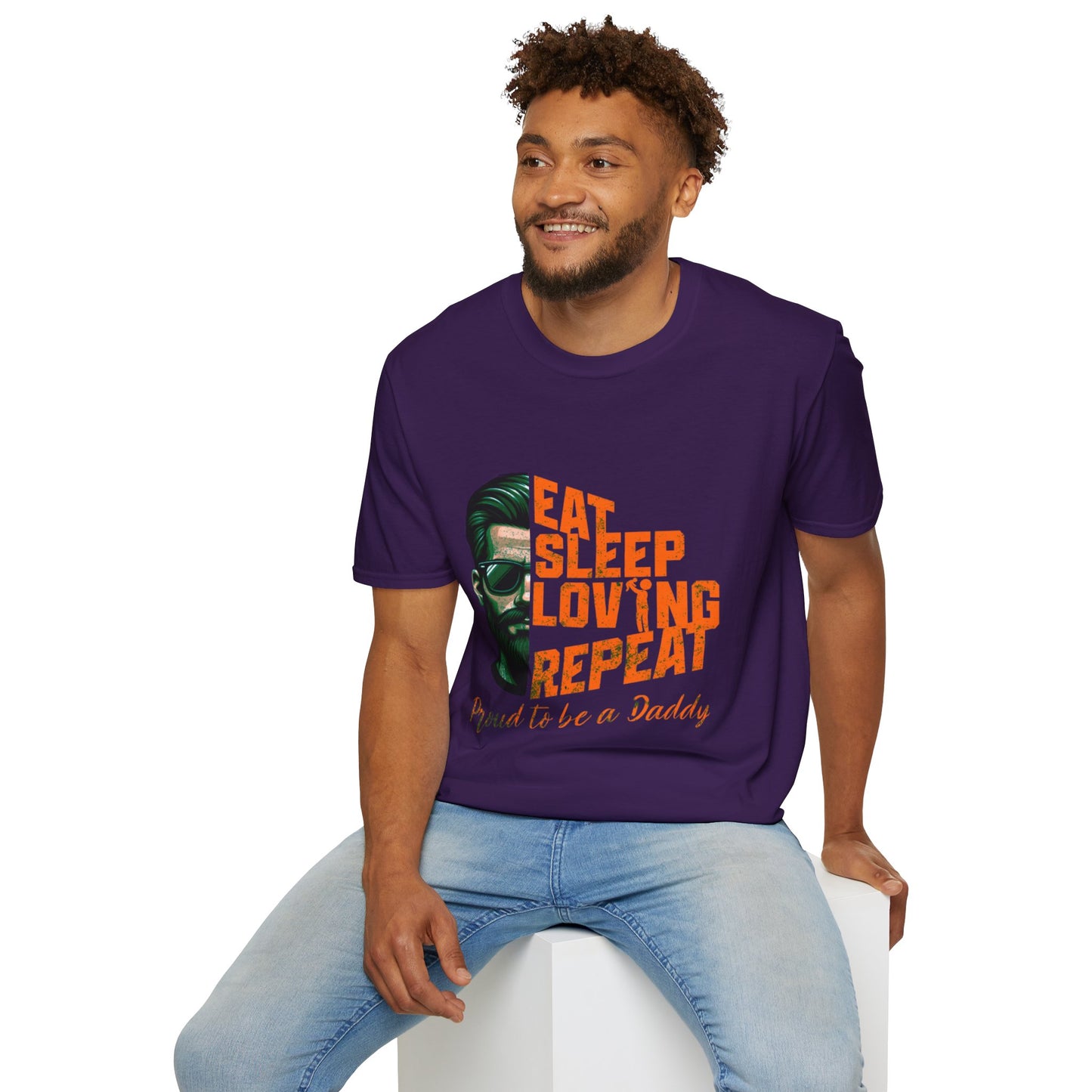 Proud Daddy Unisex Softstyle T-Shirt - Eat Sleep Loving Repeat