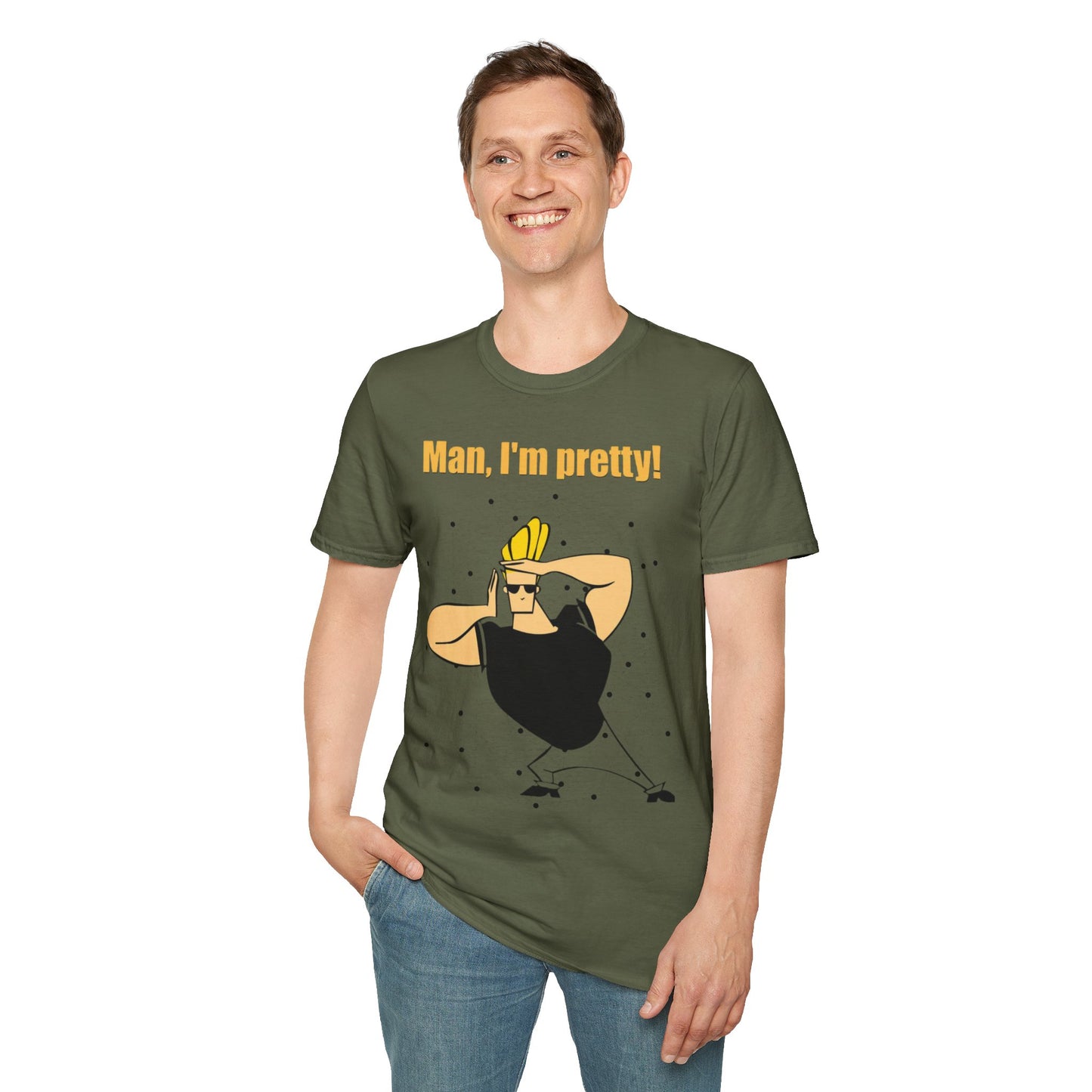 Funny Cartoon T-Shirt - "Man, I'm Pretty!" - Unisex Softstyle Tee
