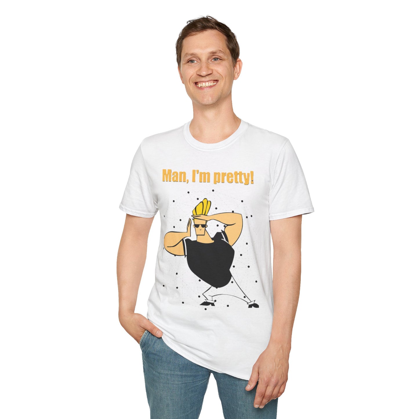 Funny Cartoon T-Shirt - "Man, I'm Pretty!" - Unisex Softstyle Tee