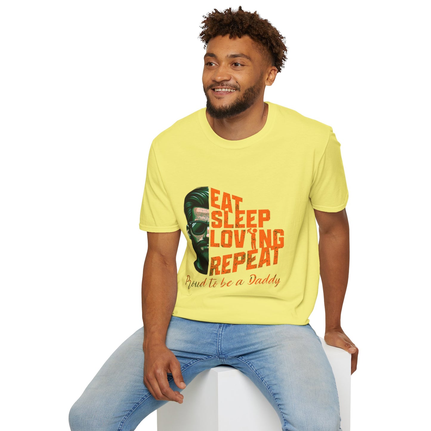 Proud Daddy Unisex Softstyle T-Shirt - Eat Sleep Loving Repeat