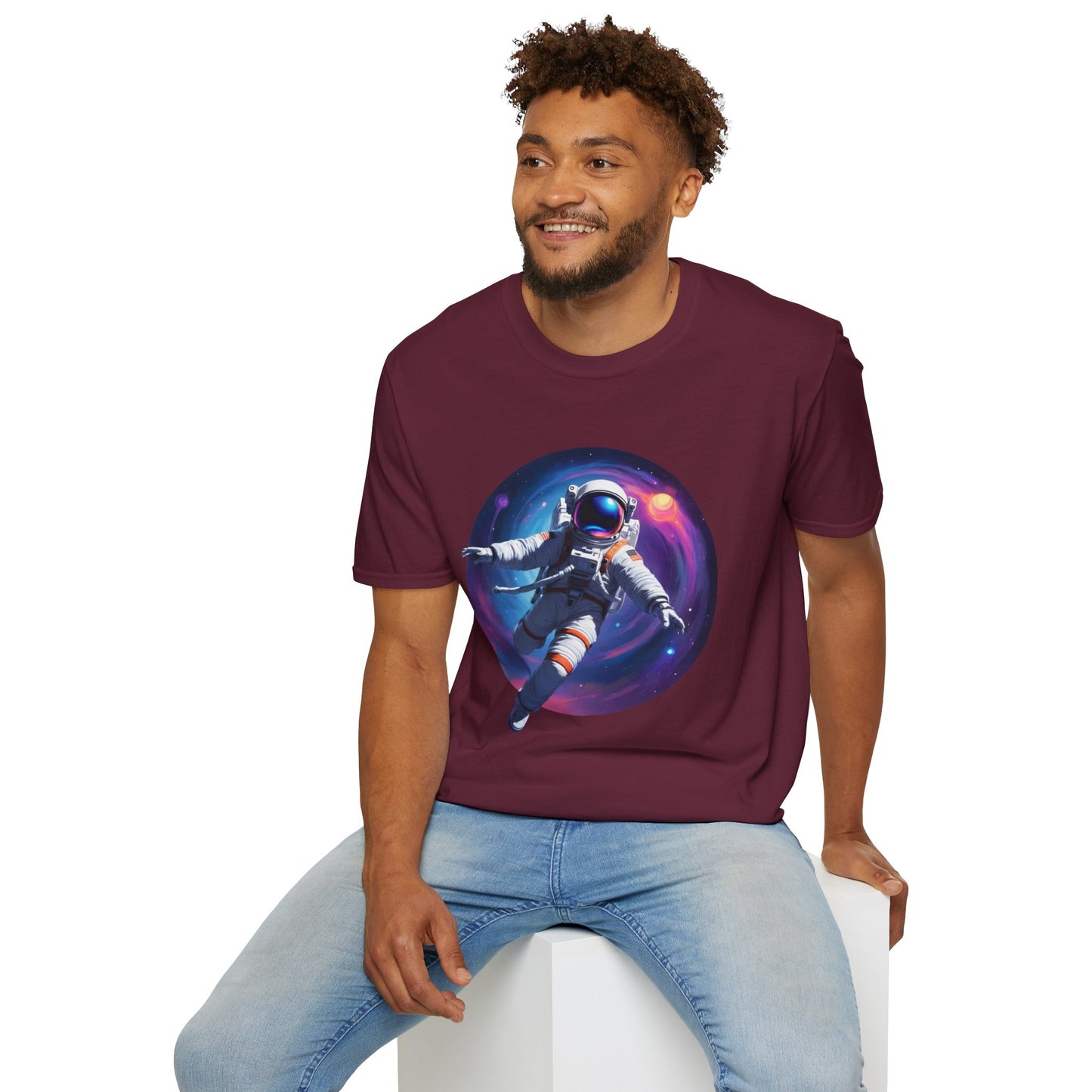 Cosmic Astronaut Unisex Softstyle T-Shirt | Space Theme Graphic Tee