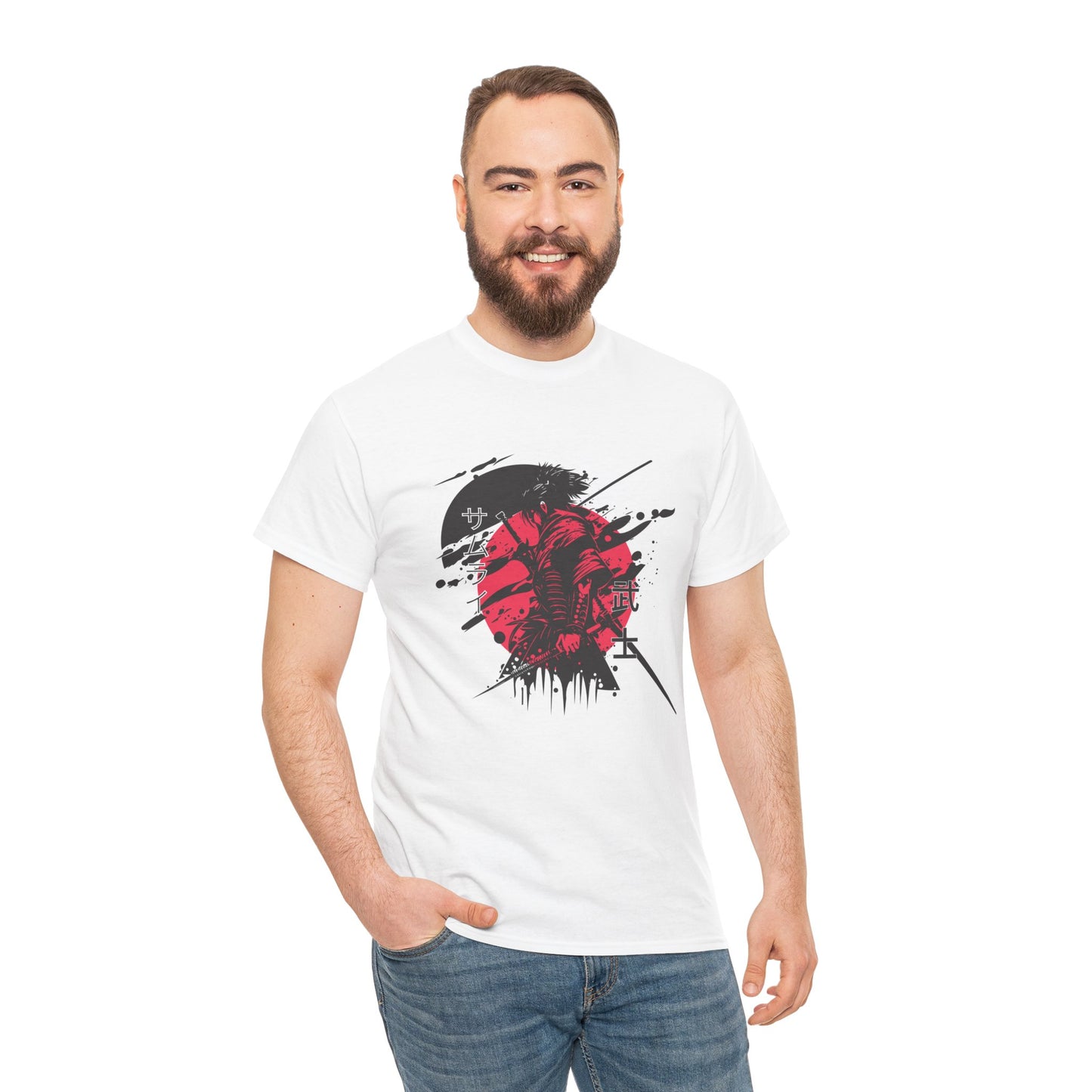 Samurai Graphic Tee - Unisex Heavy Cotton T-Shirt with Bold Design