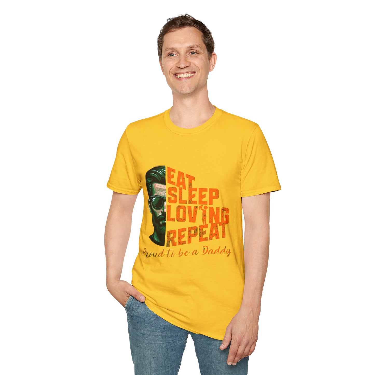 Proud Daddy Unisex Softstyle T-Shirt - Eat Sleep Loving Repeat