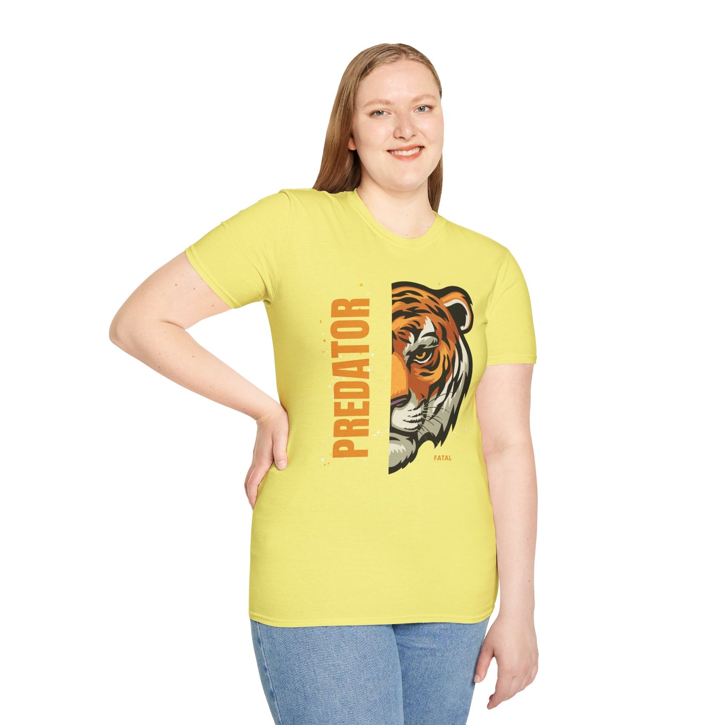 Predator Tiger Graphic Unisex Softstyle T-Shirt - Fierce Wild Animal Design