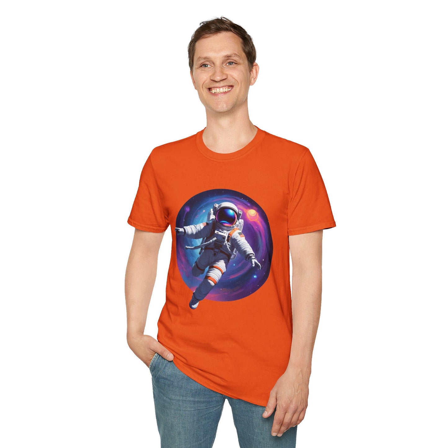 Cosmic Astronaut Unisex Softstyle T-Shirt | Space Theme Graphic Tee