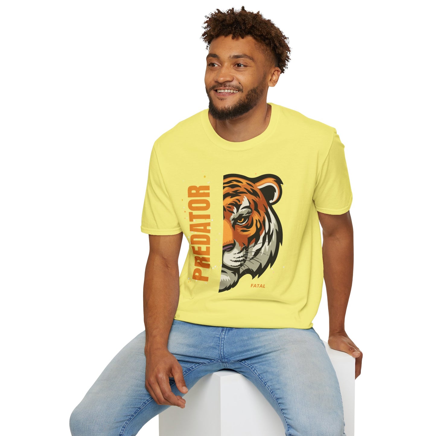 Predator Tiger Graphic Unisex Softstyle T-Shirt - Fierce Wild Animal Design