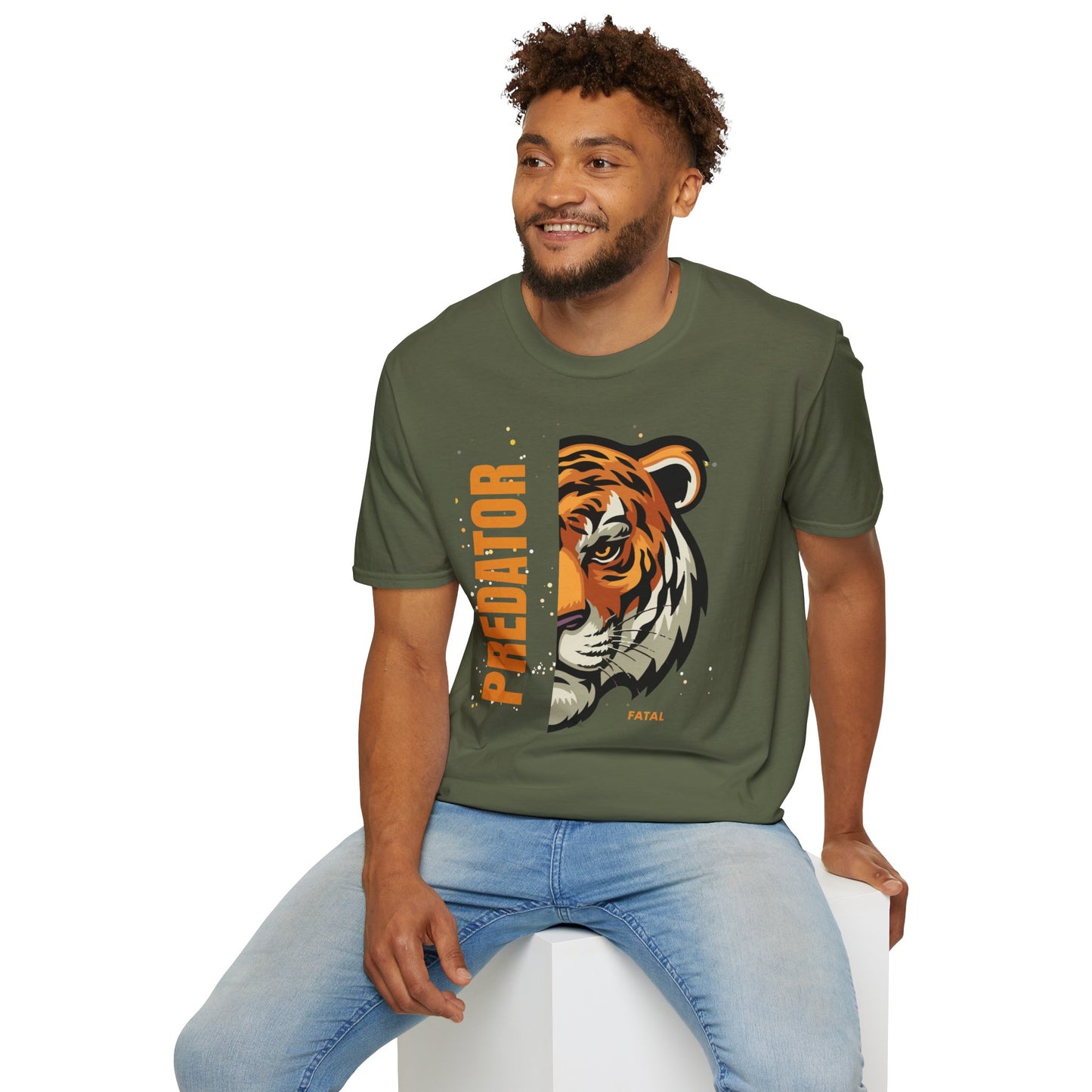 Predator Tiger Graphic Unisex Softstyle T-Shirt - Fierce Wild Animal Design