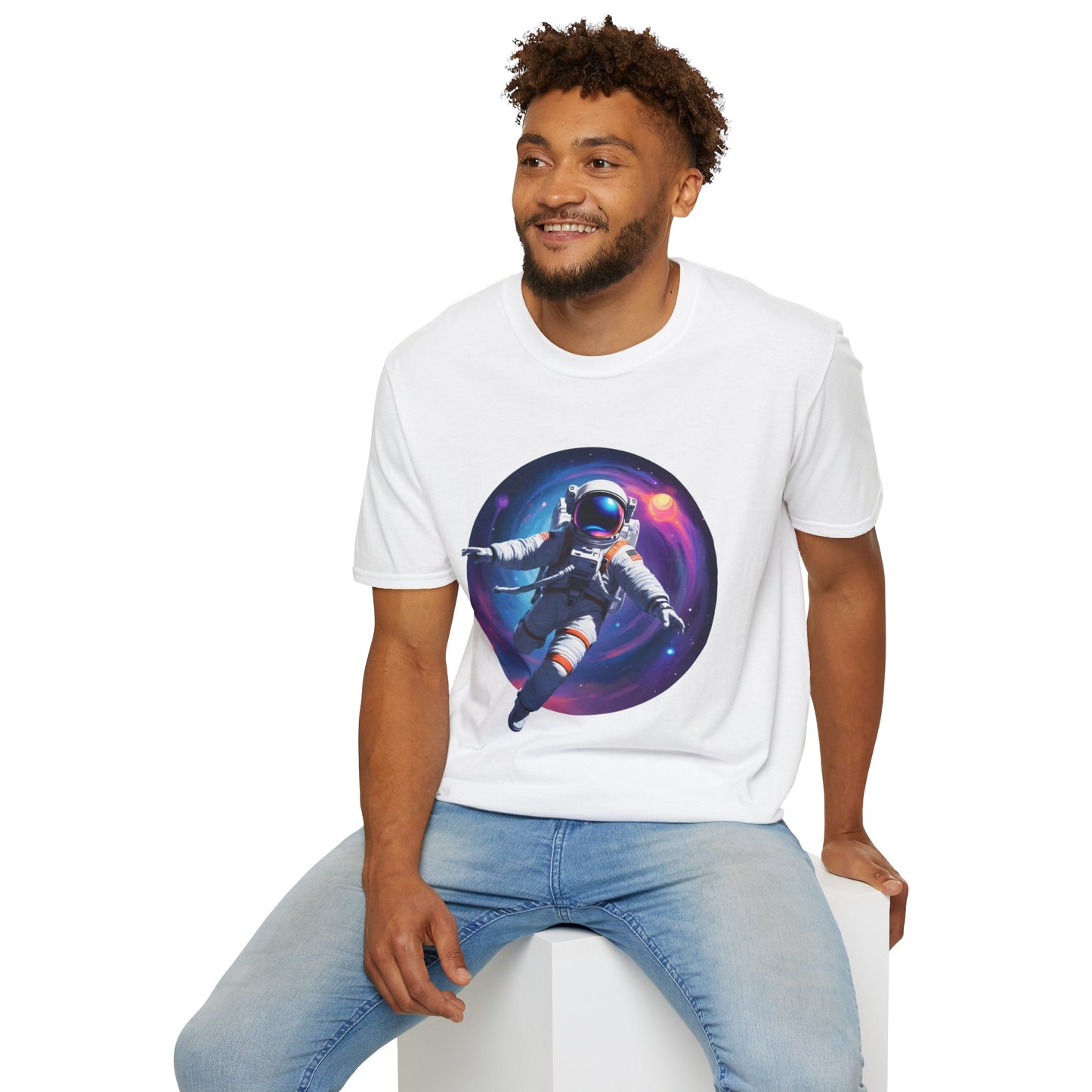 Cosmic Astronaut Unisex Softstyle T-Shirt | Space Theme Graphic Tee