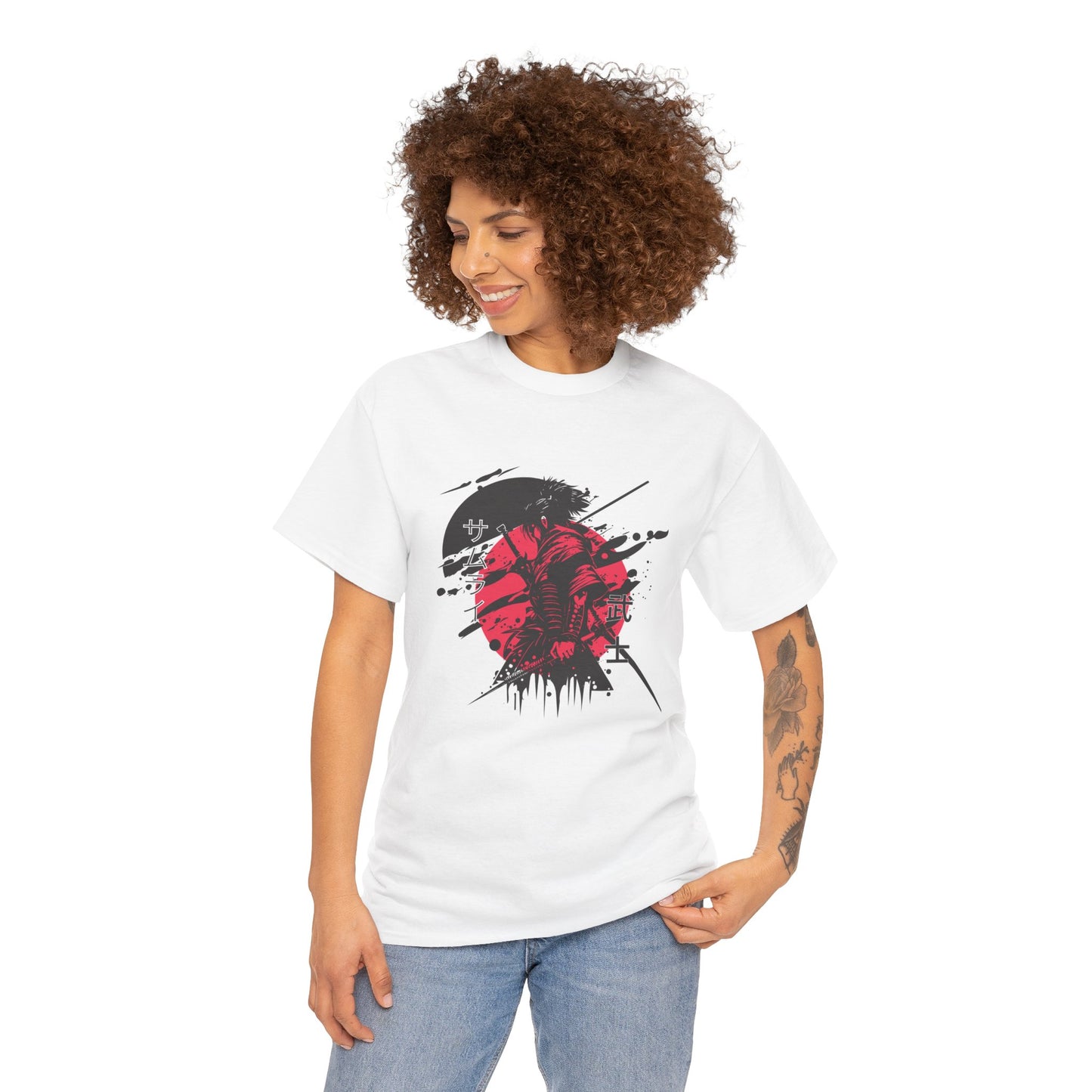 Samurai Graphic Tee - Unisex Heavy Cotton T-Shirt with Bold Design