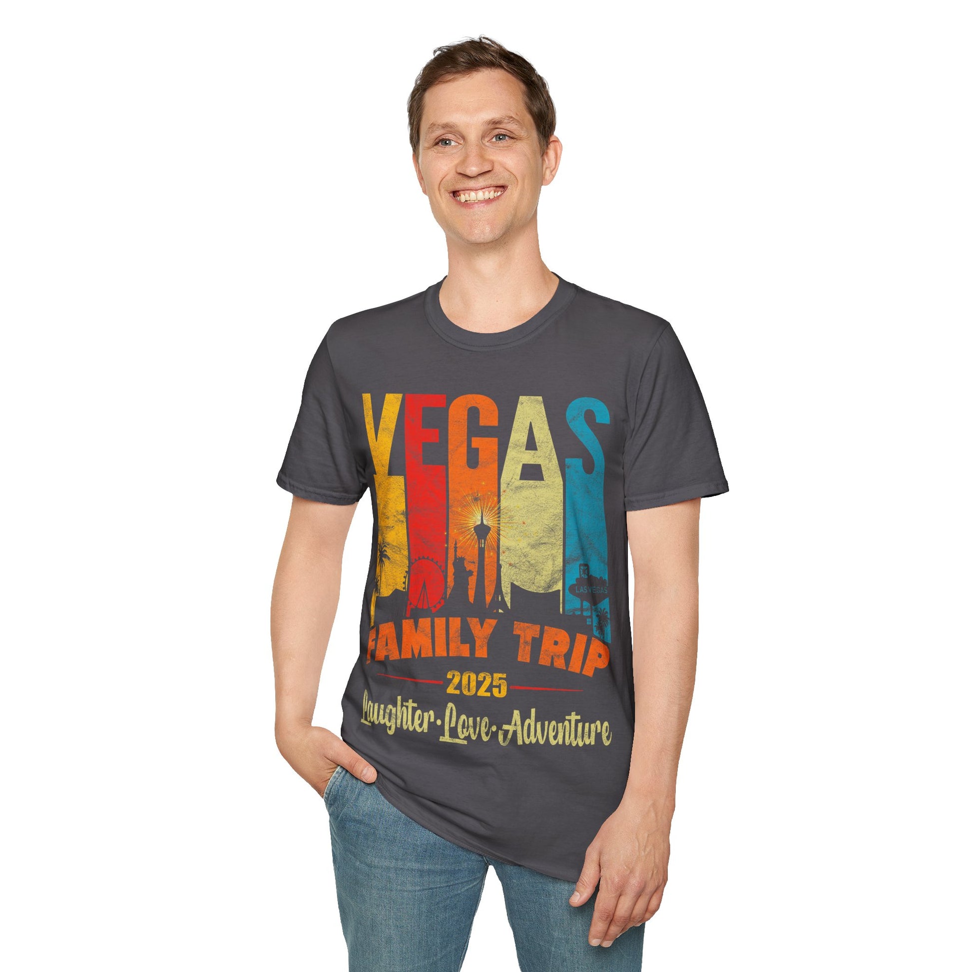 Family Trip Vegas T-Shirt, Vacation Tee, Summer Apparel, Laughter Love Adventure Shirt, Travel Keepsake, Group Vacation Top