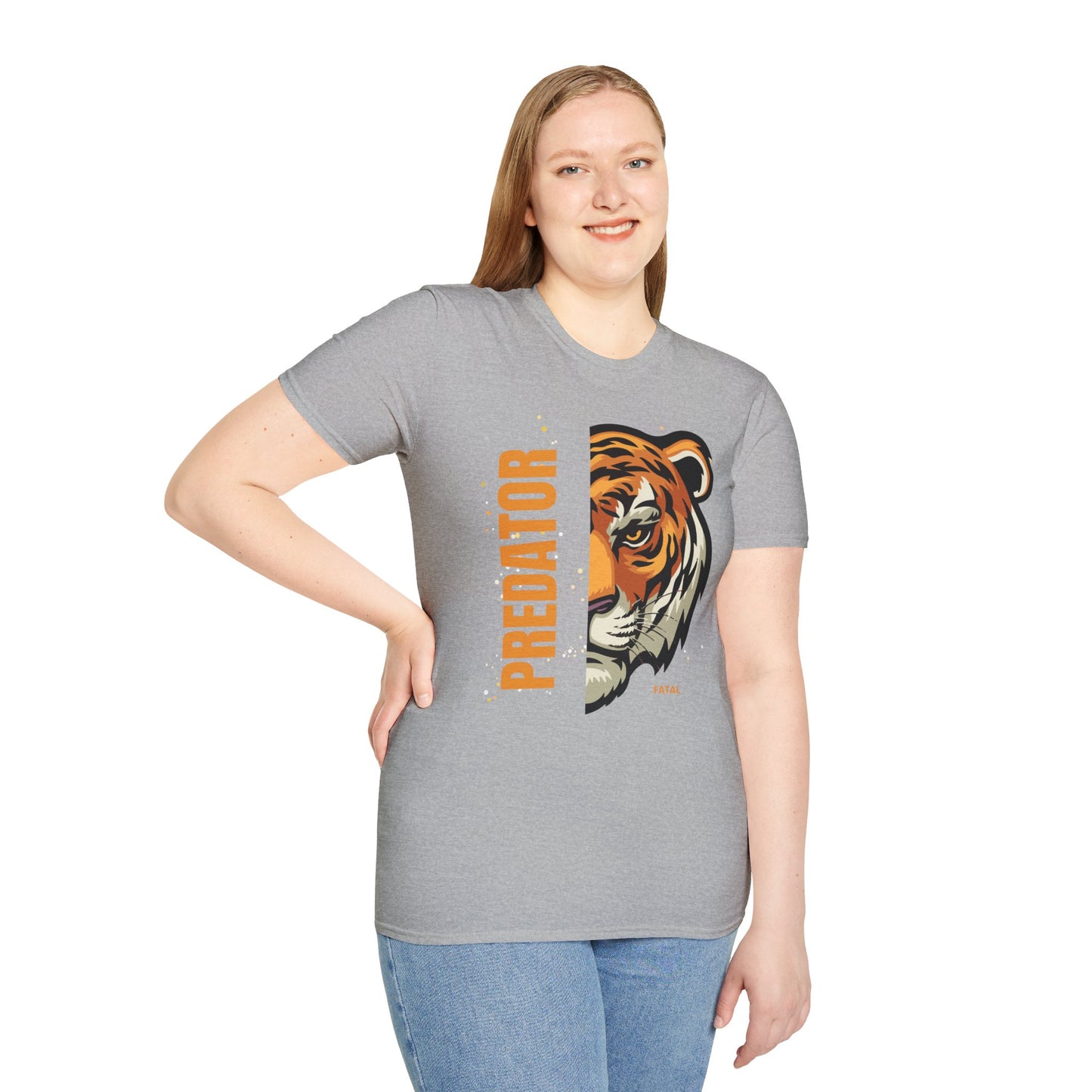 Predator Tiger Graphic Unisex Softstyle T-Shirt - Fierce Wild Animal Design