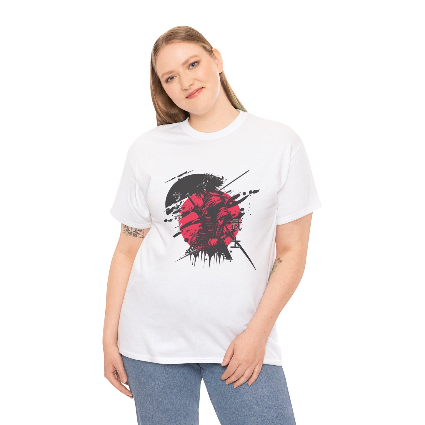 Samurai Graphic Tee - Unisex Heavy Cotton T-Shirt with Bold Design