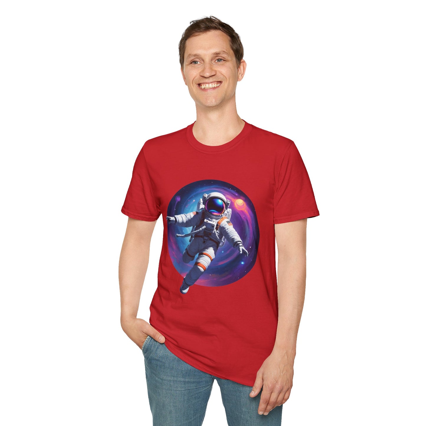 Cosmic Astronaut Unisex Softstyle T-Shirt | Space Theme Graphic Tee