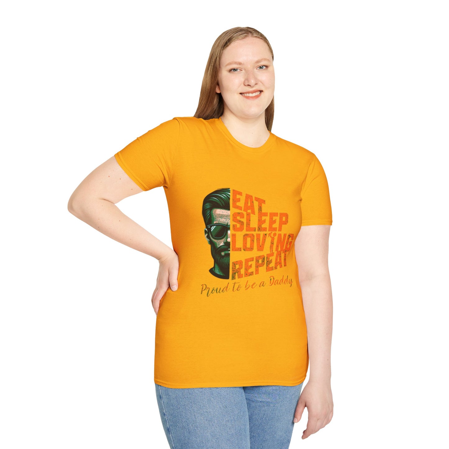 Proud Daddy Unisex Softstyle T-Shirt - Eat Sleep Loving Repeat