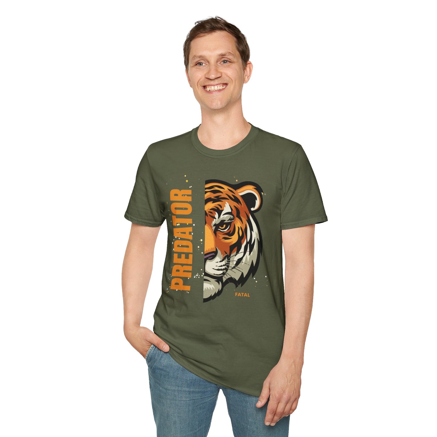 Predator Tiger Graphic Unisex Softstyle T-Shirt - Fierce Wild Animal Design