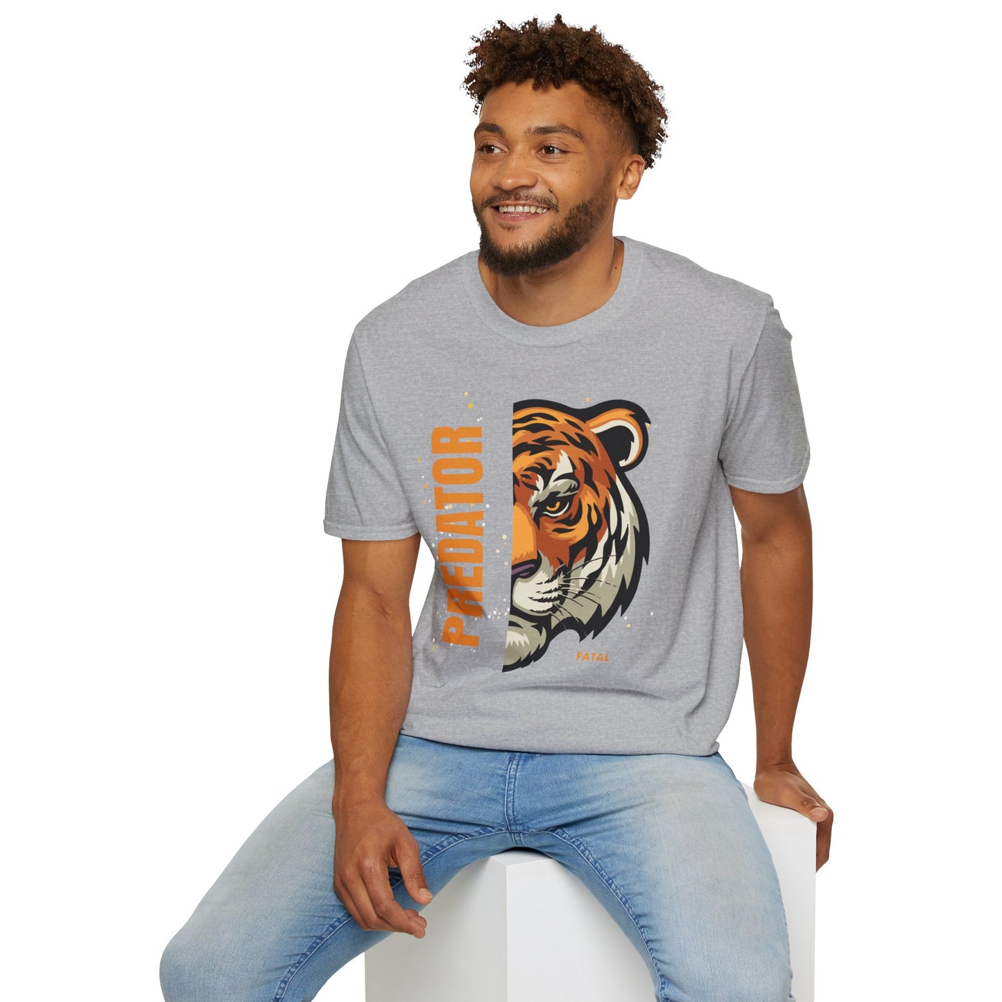 Predator Tiger Graphic Unisex Softstyle T-Shirt - Fierce Wild Animal Design
