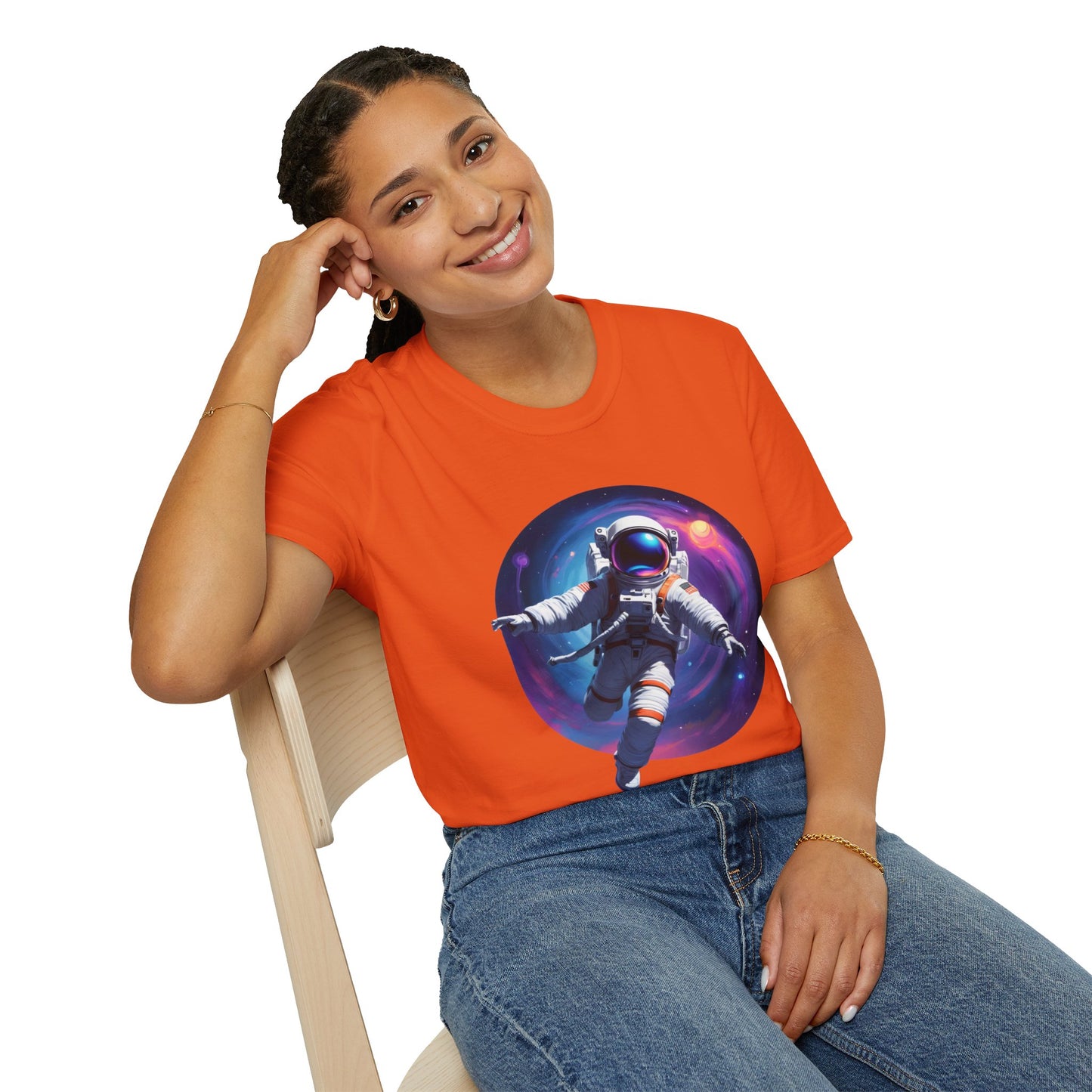 Cosmic Astronaut Unisex Softstyle T-Shirt | Space Theme Graphic Tee