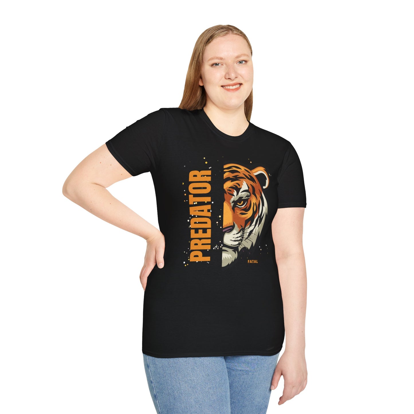 Predator Tiger Graphic Unisex Softstyle T-Shirt - Fierce Wild Animal Design