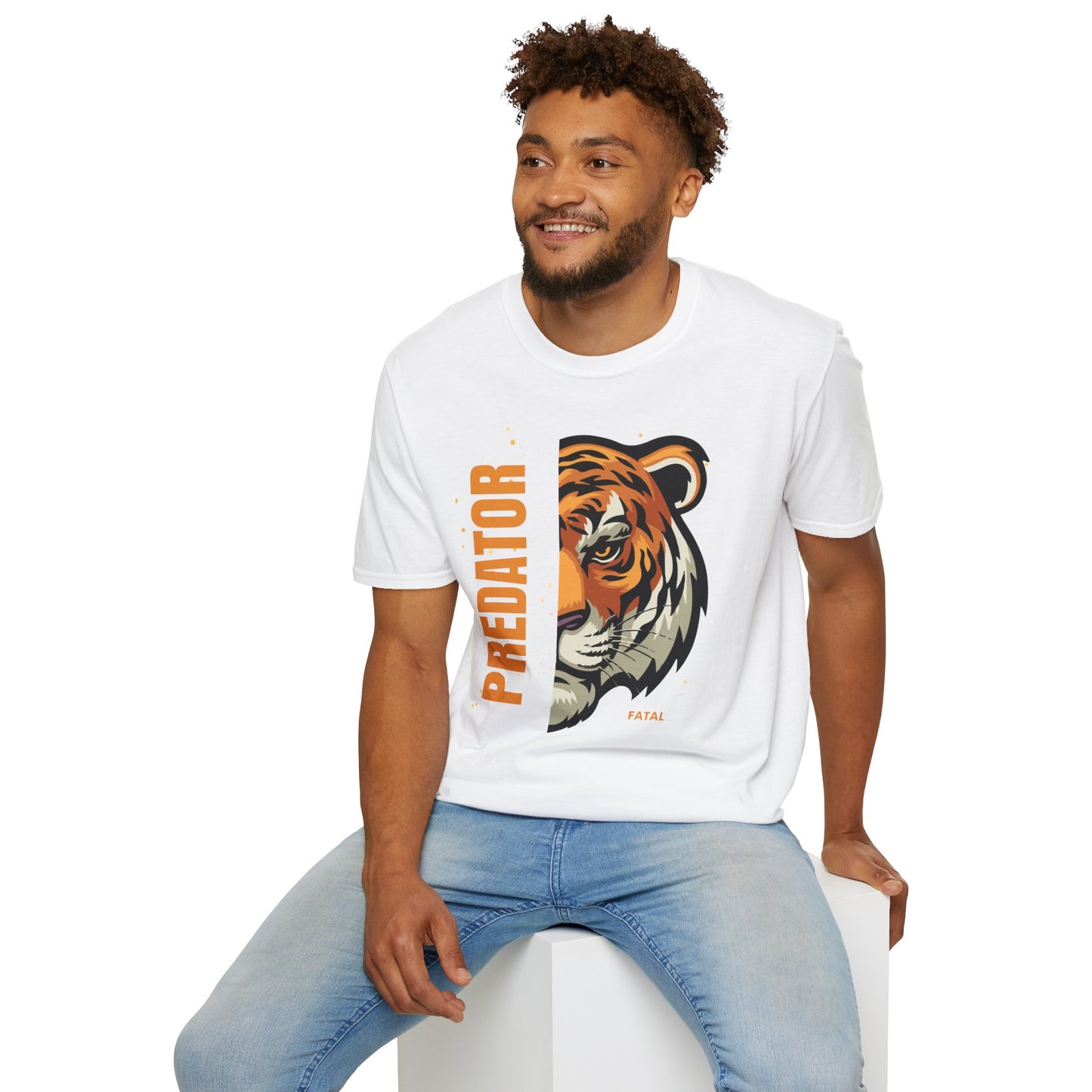 Predator Tiger Graphic Unisex Softstyle T-Shirt - Fierce Wild Animal Design