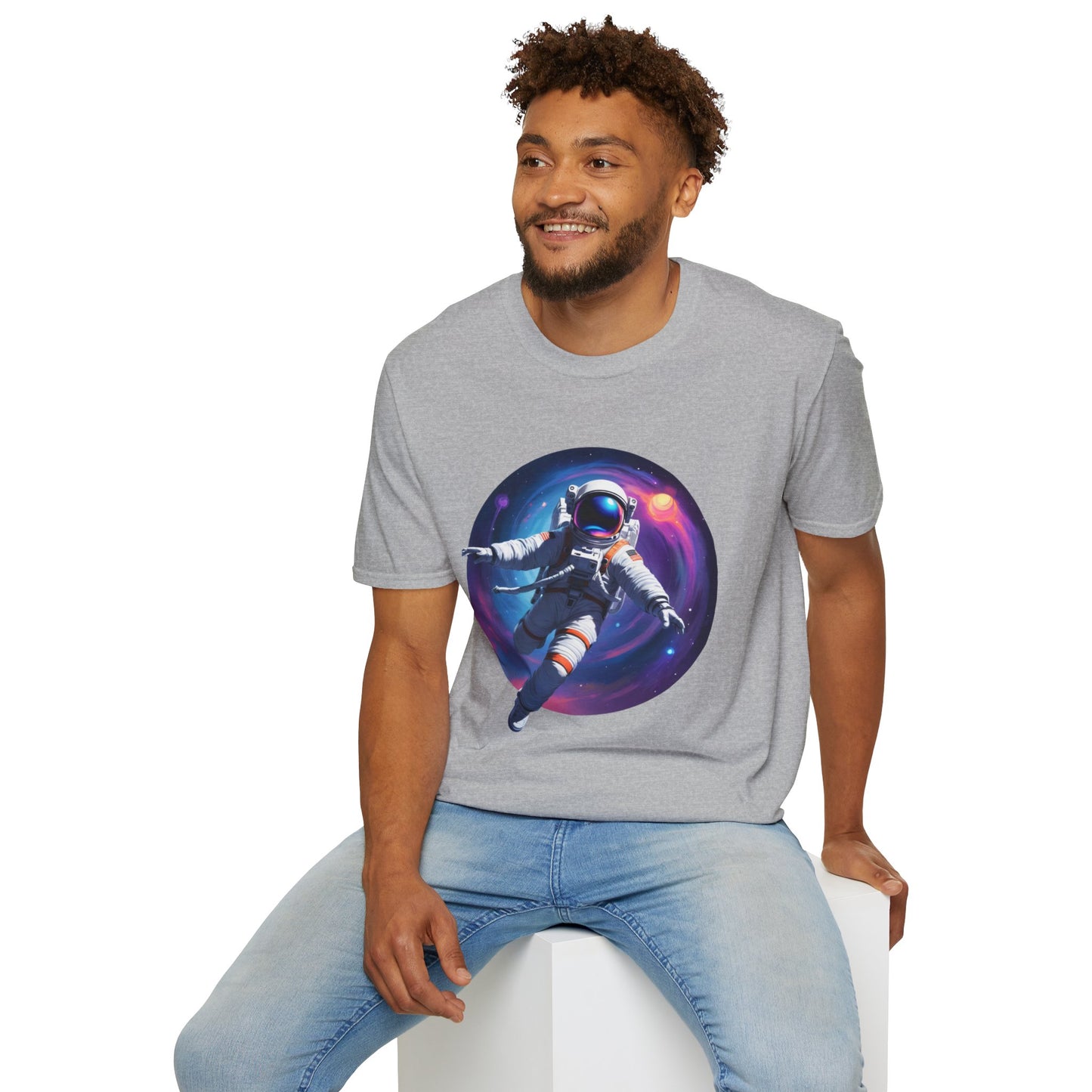 Cosmic Astronaut Unisex Softstyle T-Shirt | Space Theme Graphic Tee