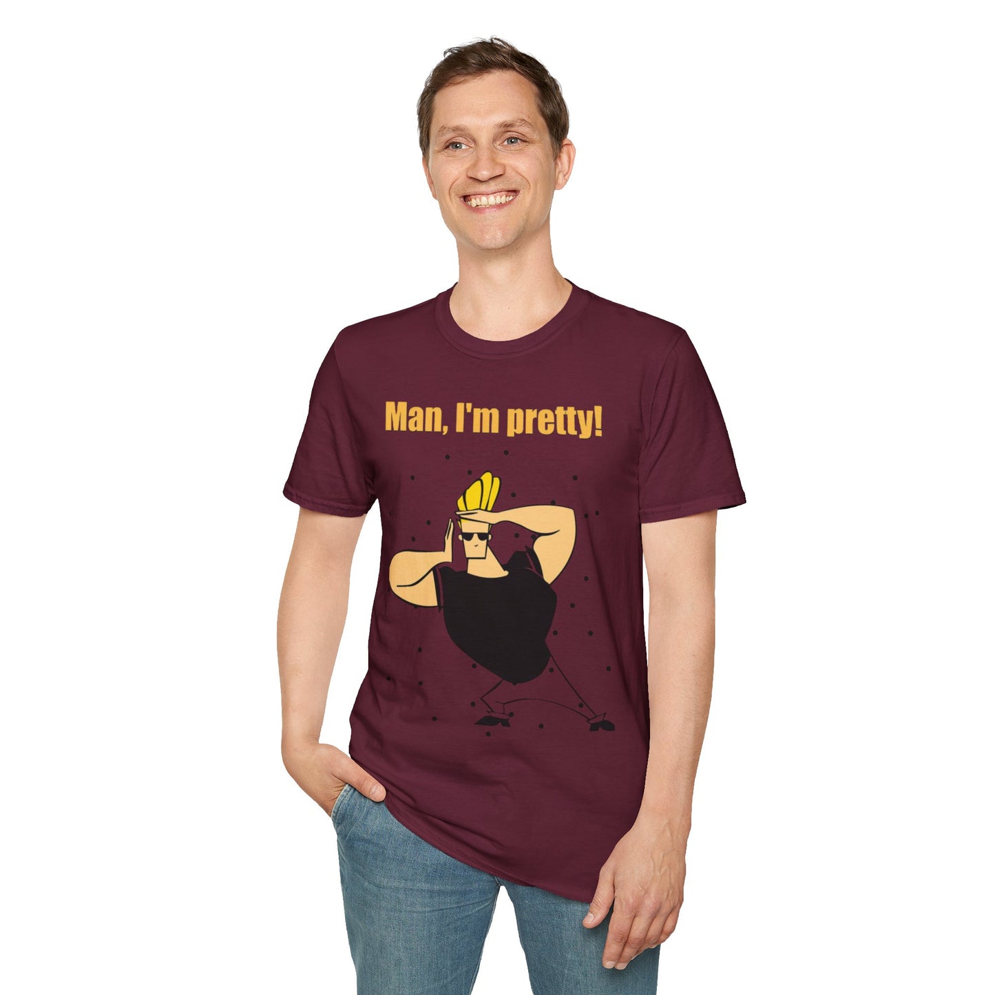 Funny Cartoon T-Shirt - "Man, I'm Pretty!" - Unisex Softstyle Tee