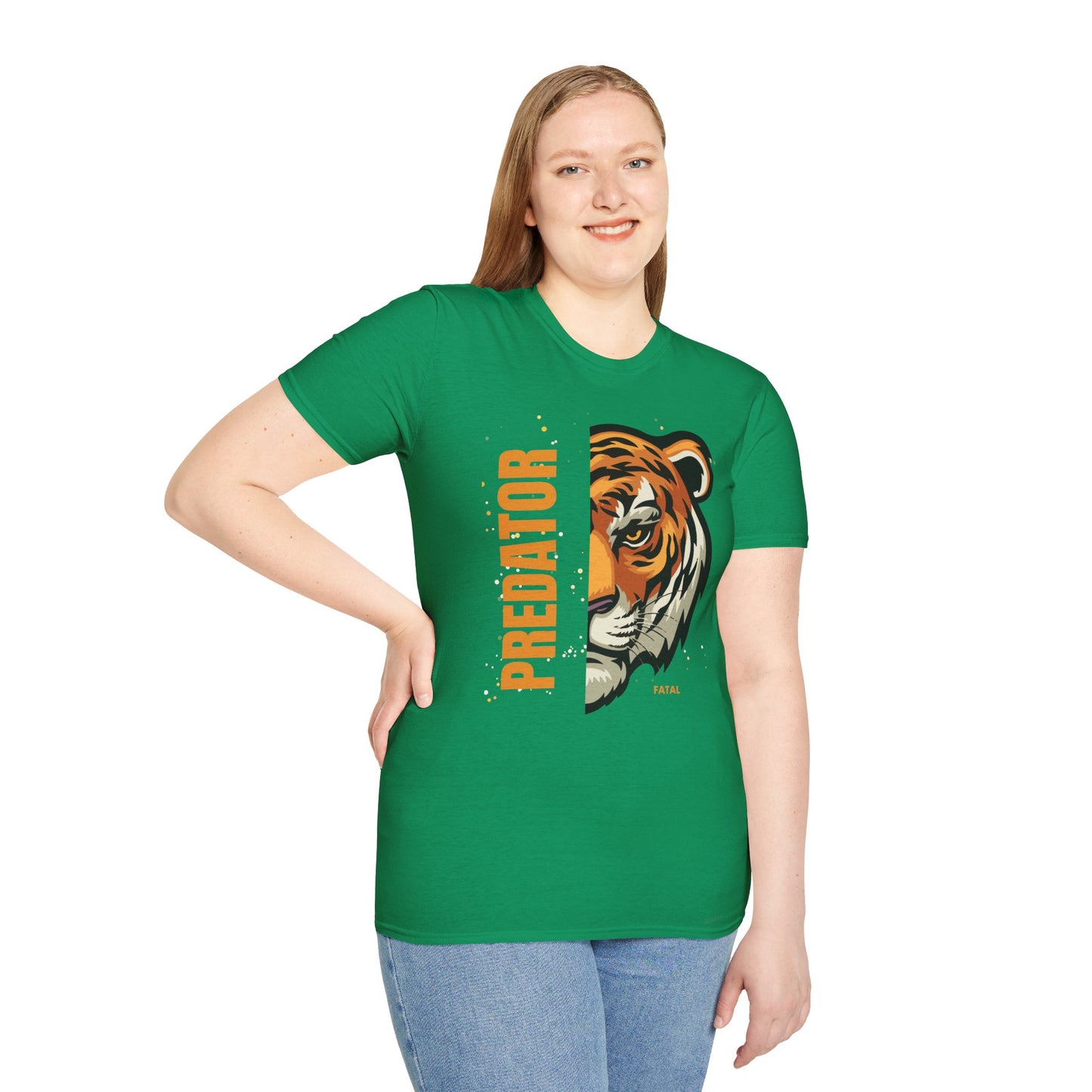 Predator Tiger Graphic Unisex Softstyle T-Shirt - Fierce Wild Animal Design