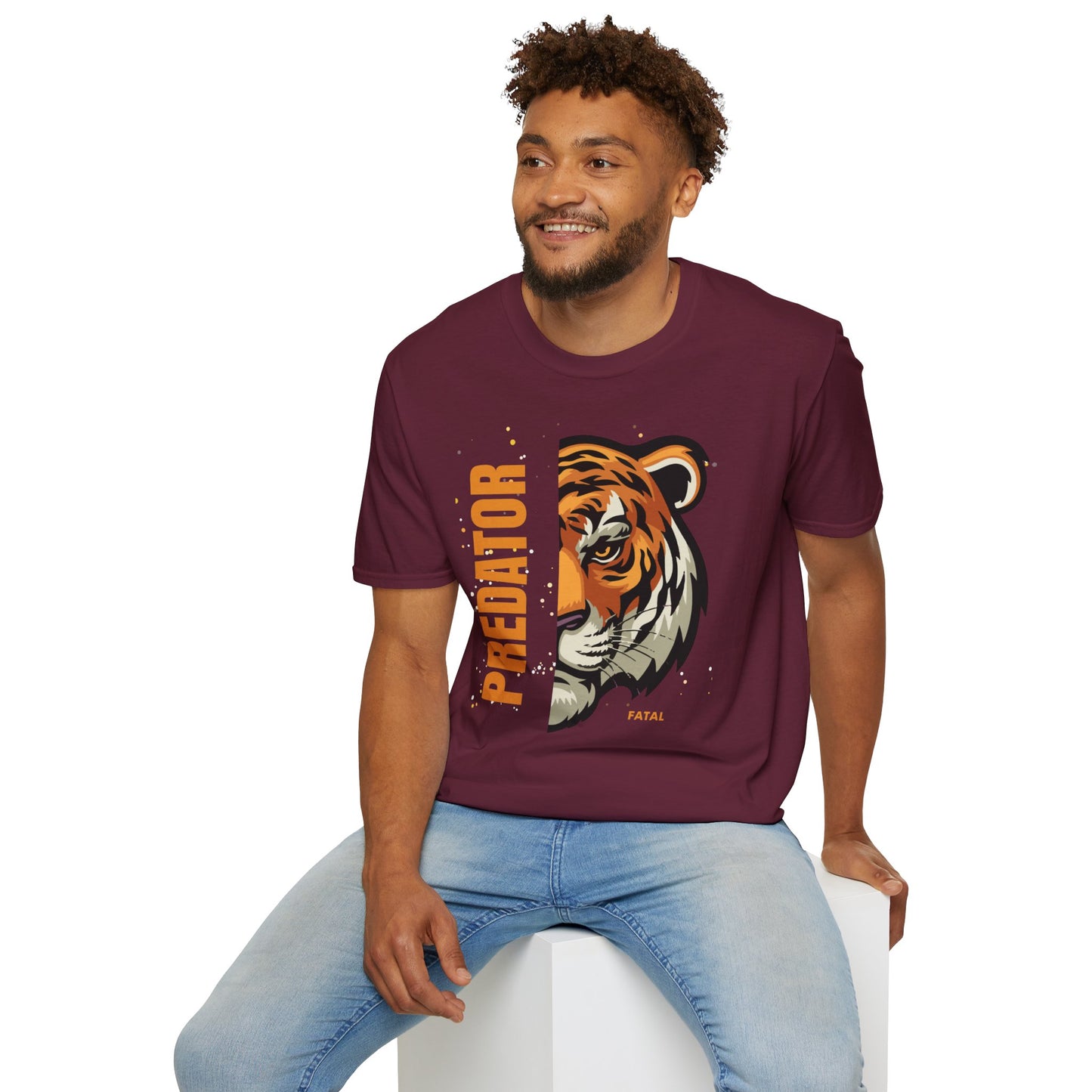 Predator Tiger Graphic Unisex Softstyle T-Shirt - Fierce Wild Animal Design