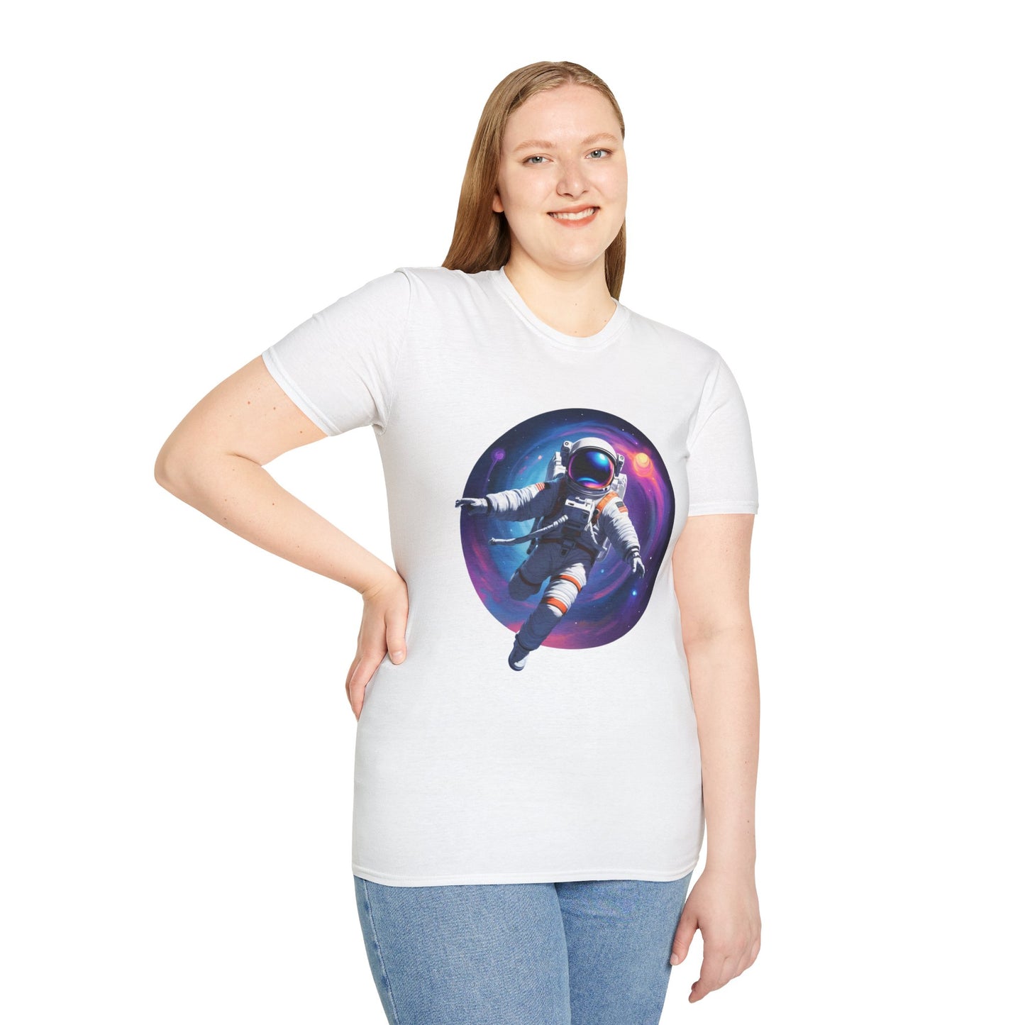 Cosmic Astronaut Unisex Softstyle T-Shirt | Space Theme Graphic Tee