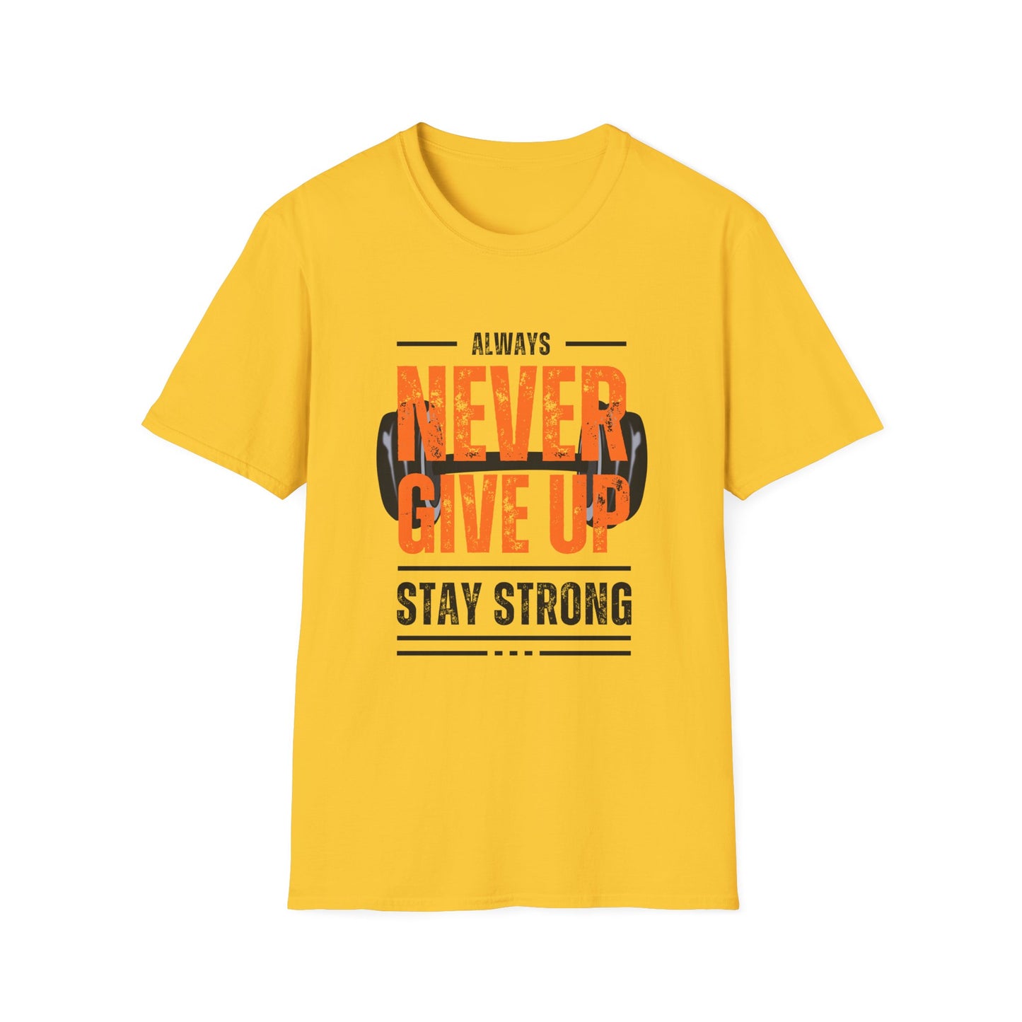 Never Give Up Motivational T-Shirt - Unisex Softstyle Tee for Fitness Enthusiasts
