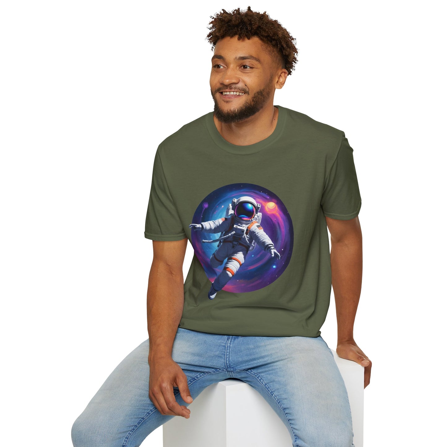 Cosmic Astronaut Unisex Softstyle T-Shirt | Space Theme Graphic Tee