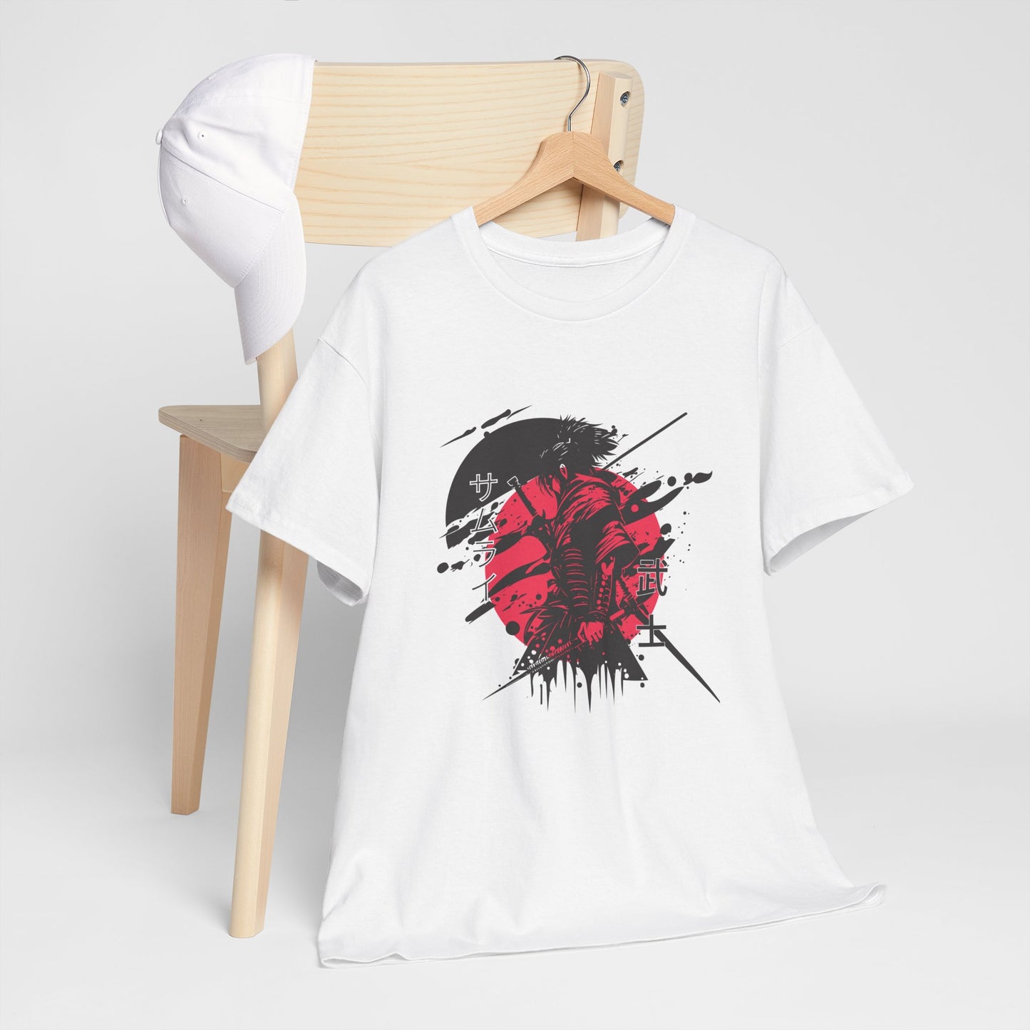 Samurai Graphic Tee - Unisex Heavy Cotton T-Shirt with Bold Design