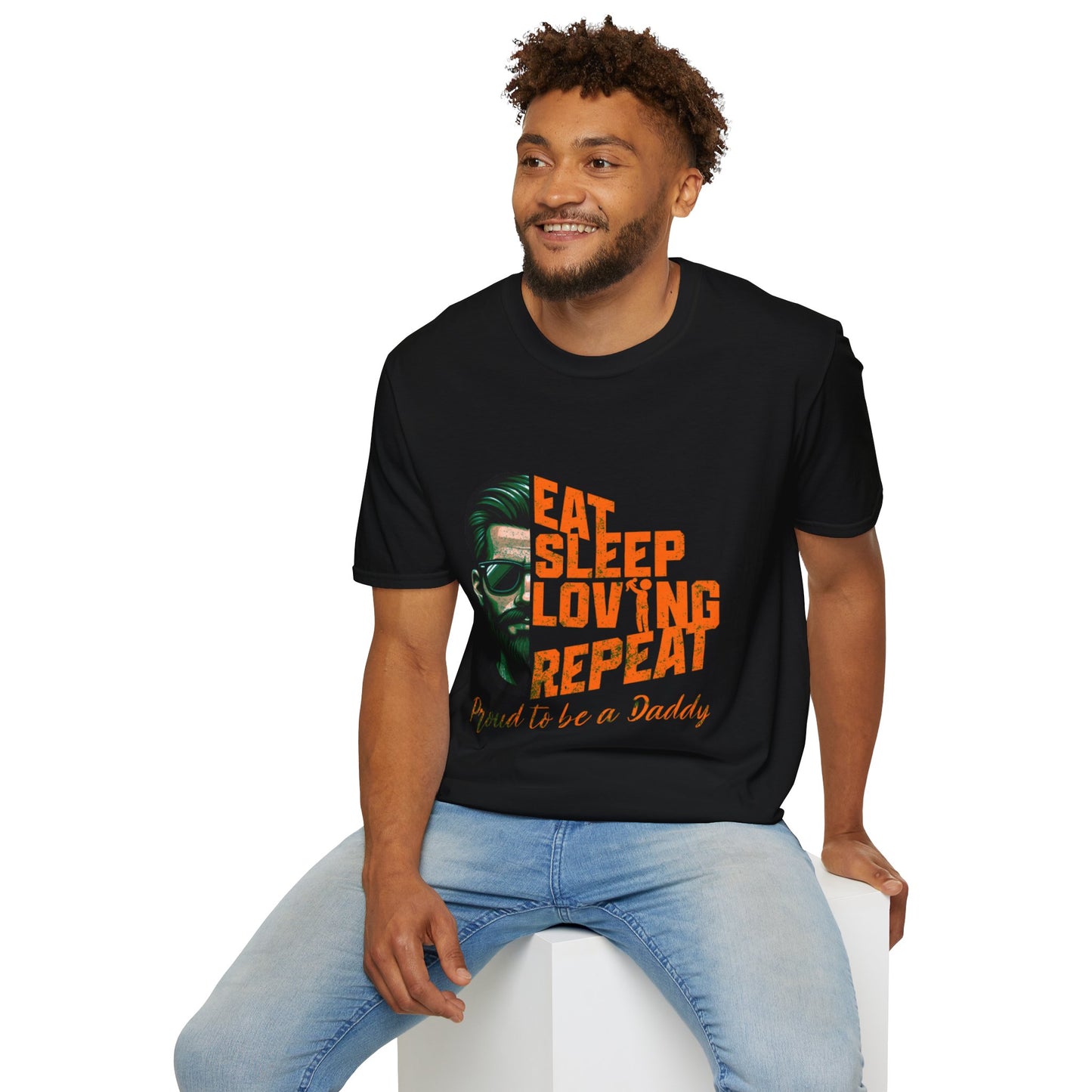 Proud Daddy Unisex Softstyle T-Shirt - Eat Sleep Loving Repeat
